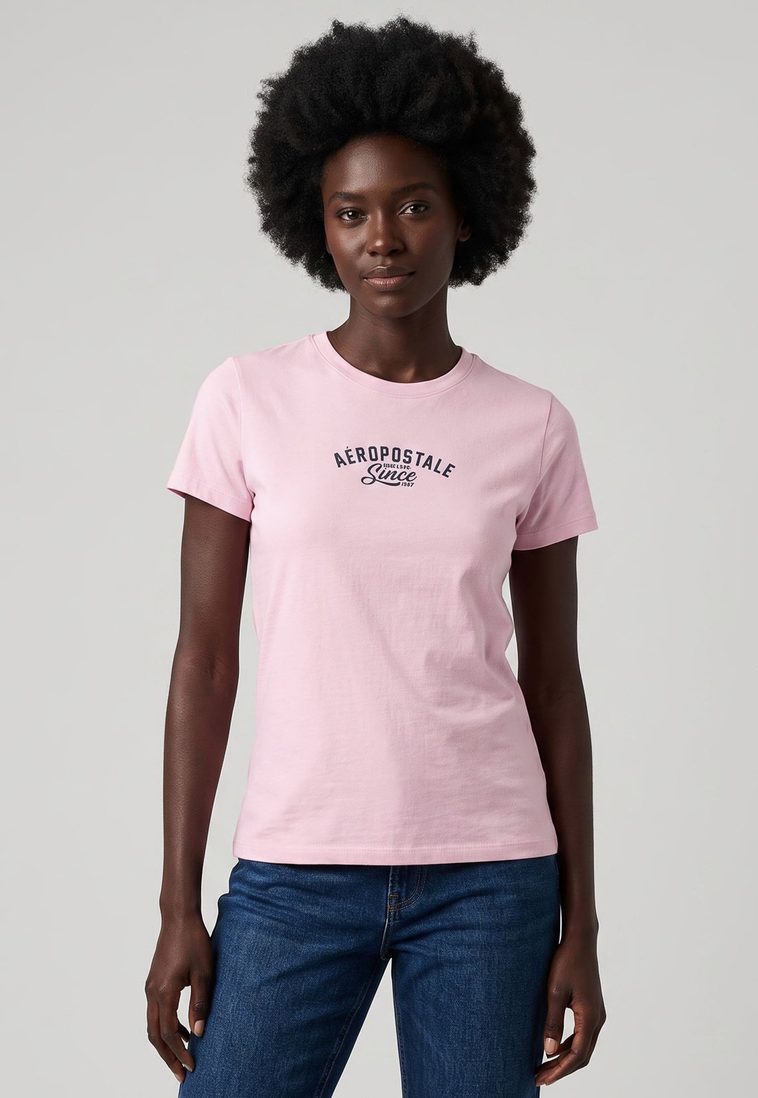Camiseta Feminina Aeropostale Logo Frontal Rosa
