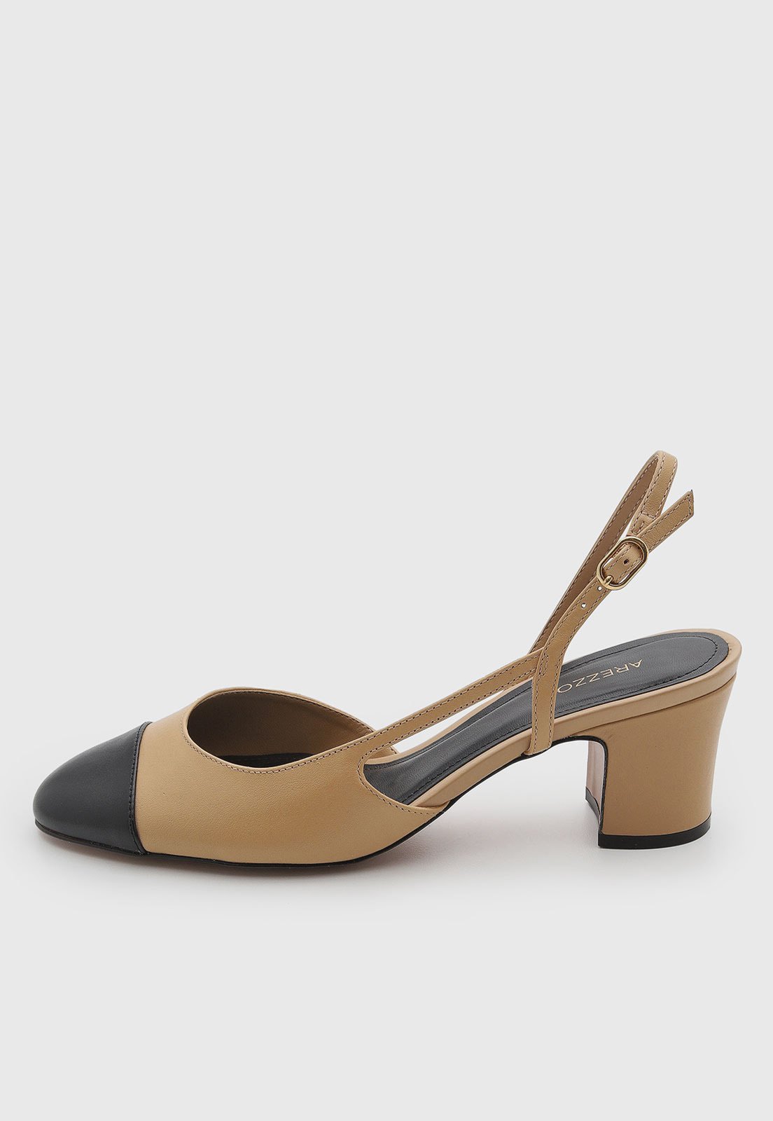 Scarpin Feminino Arezzo Couro Salto Baixo Bege