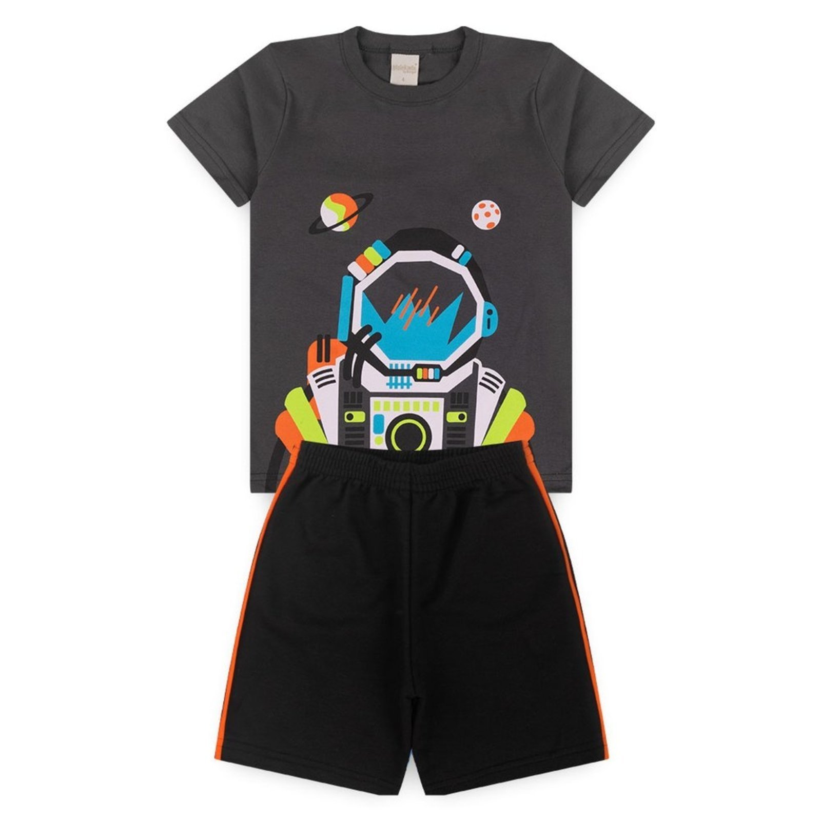 Vista 3 Infantil - Conjunto Verão Menino Camiseta e Bermuda Astronauta Molekada cinza Molekada cinza