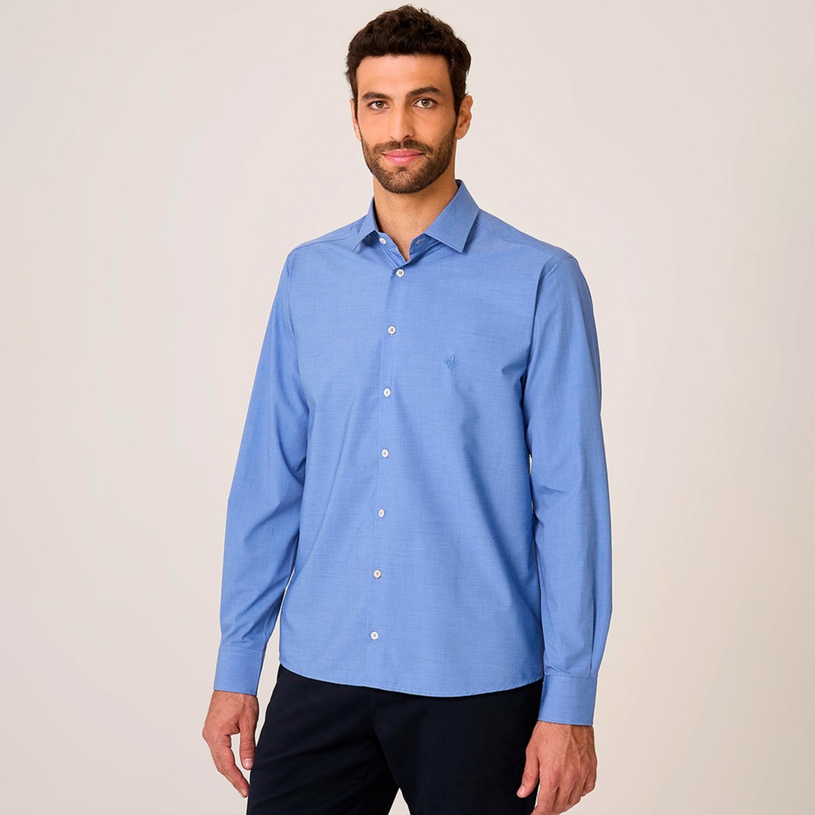 Camisa Dudalina Slim Free In25 Azul Masculino