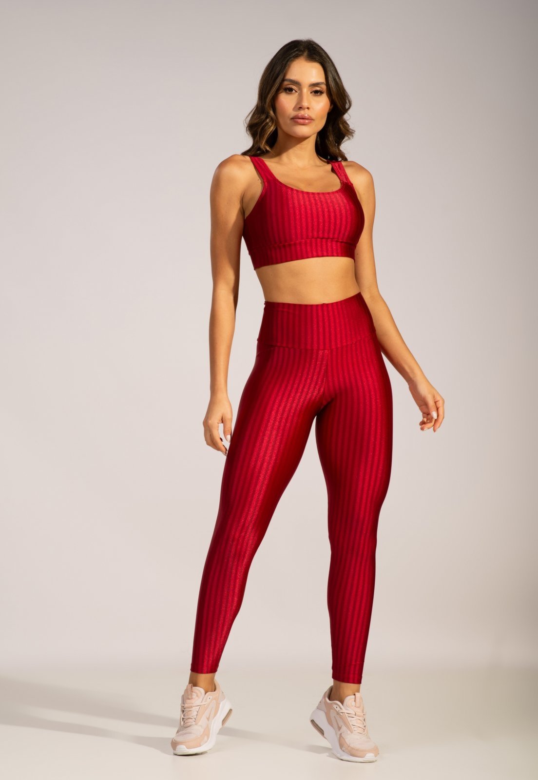 Conjunto Fitness Top Bojo Removível e Calça New Zig Vermelho