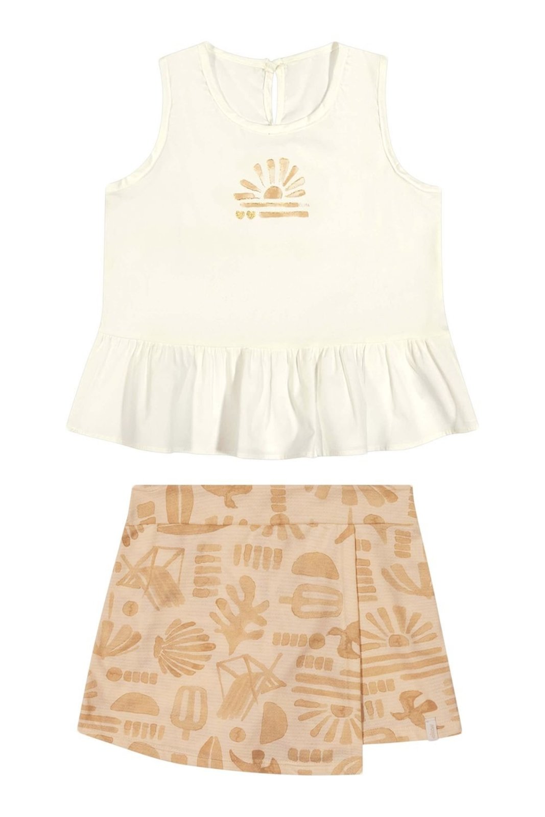 Infantil - Conjunto Menina Babado Sunset Elian Bege
