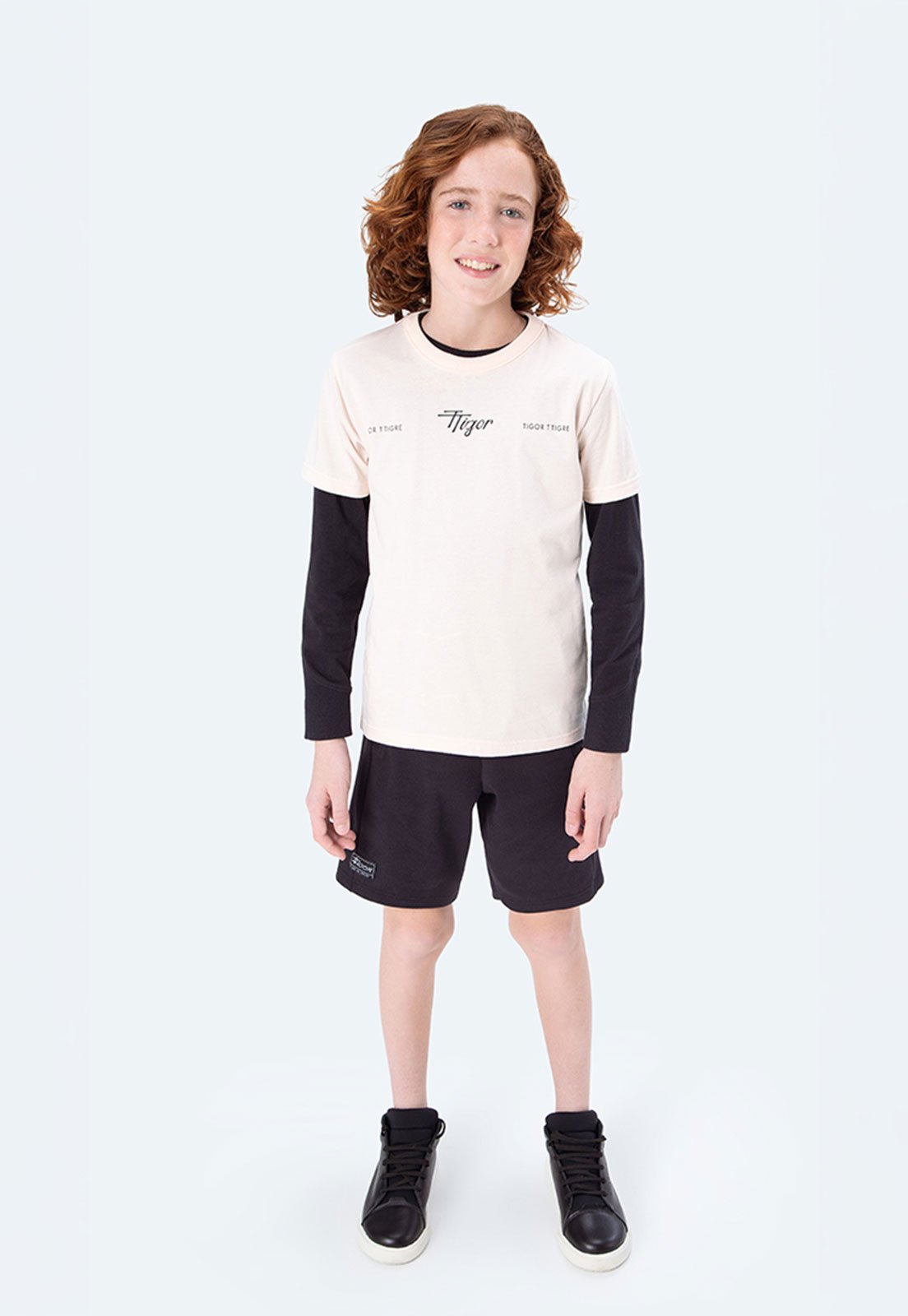 Infantil - Camiseta Tigor T Tigre Gola Redonda Bege