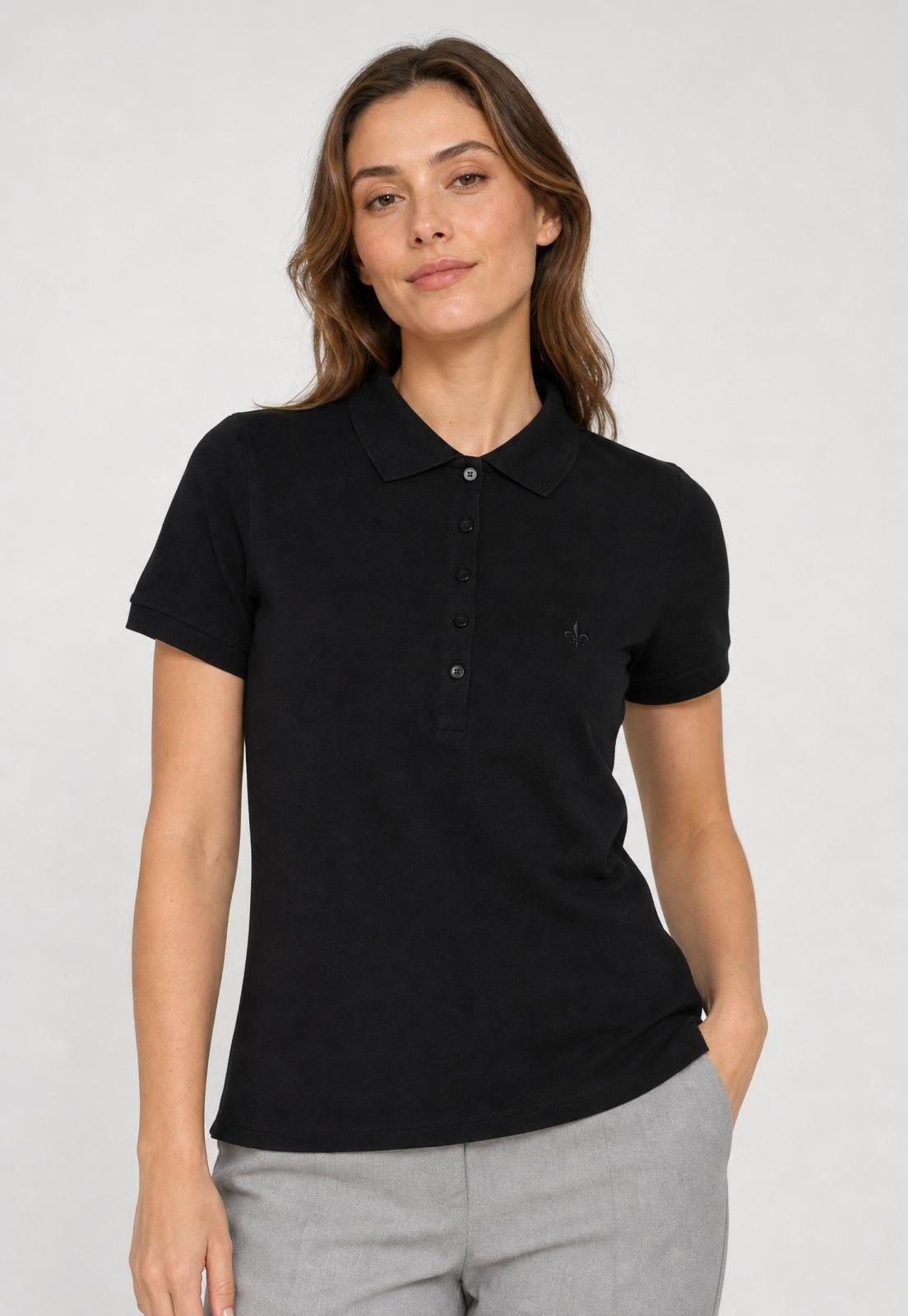 Polo Feminina Dudalina Logo Preta