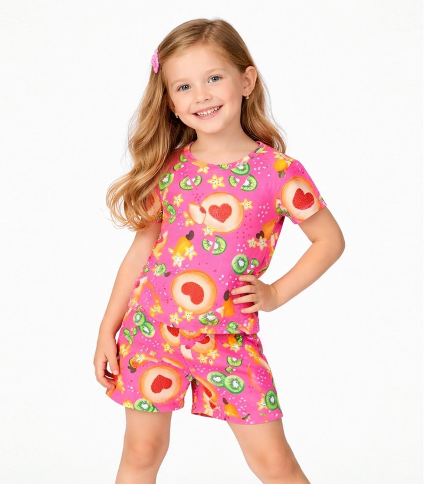 Infantil - Conjunto Menina Blusa E Short Select Rosa