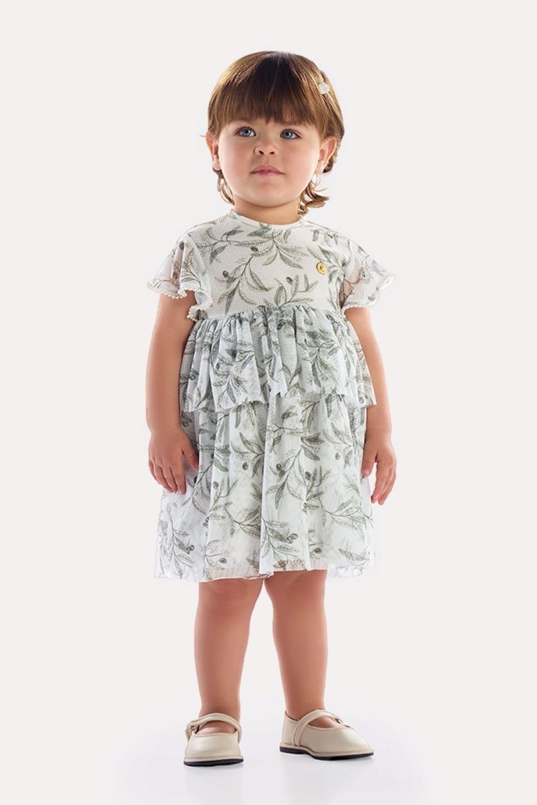 Infantil - Vestido Verde com Babado em Tule