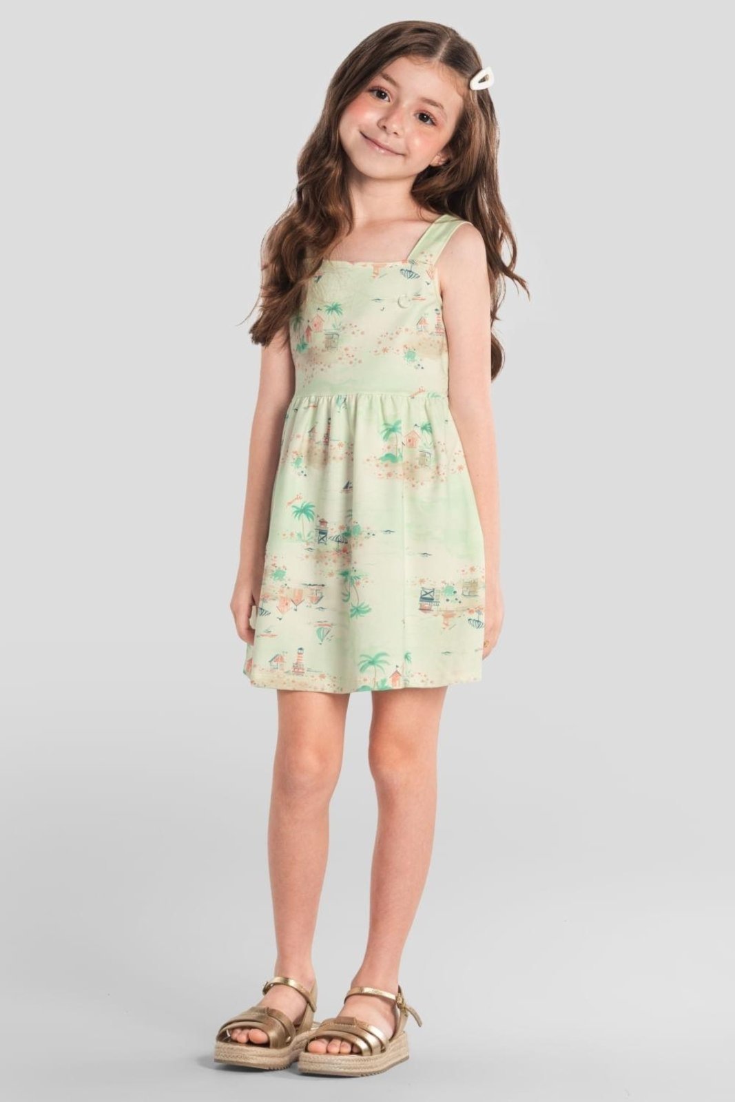 Infantil - Vestido menina tropical Mundi -Verde
