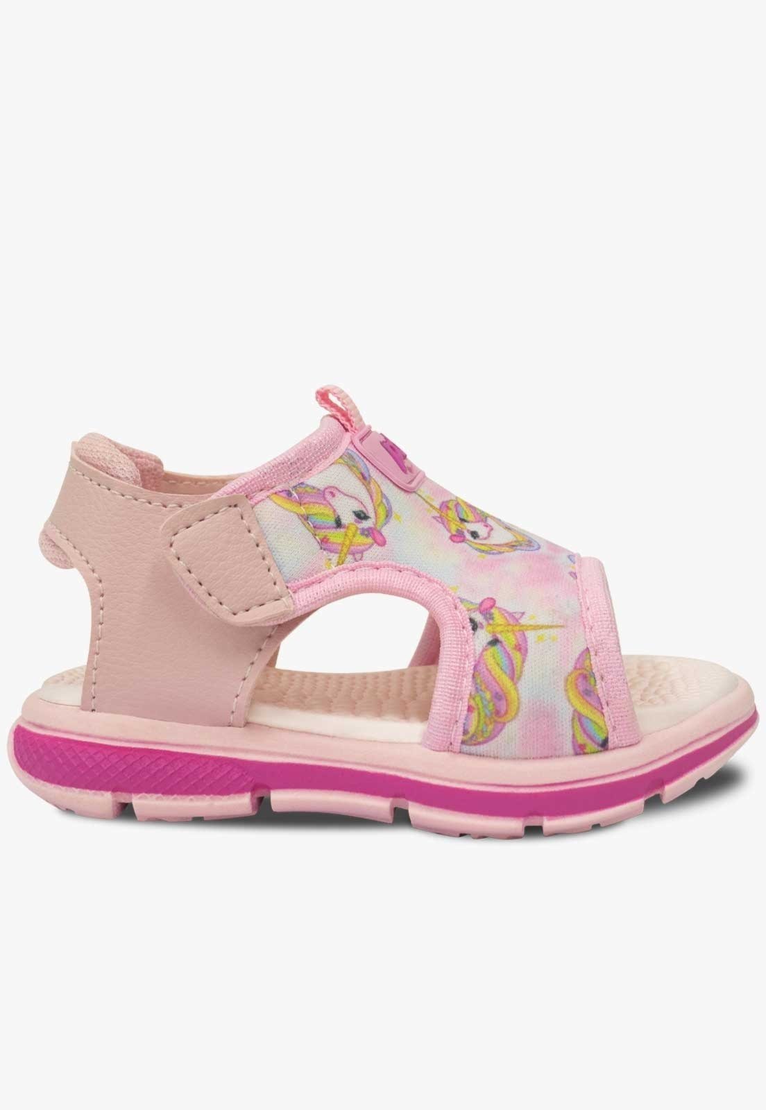 Vista 3 Infantil - Sandalia Papete Pópidi Menina Calce Facil Casual Unicornio rosa Pópidí rosa
