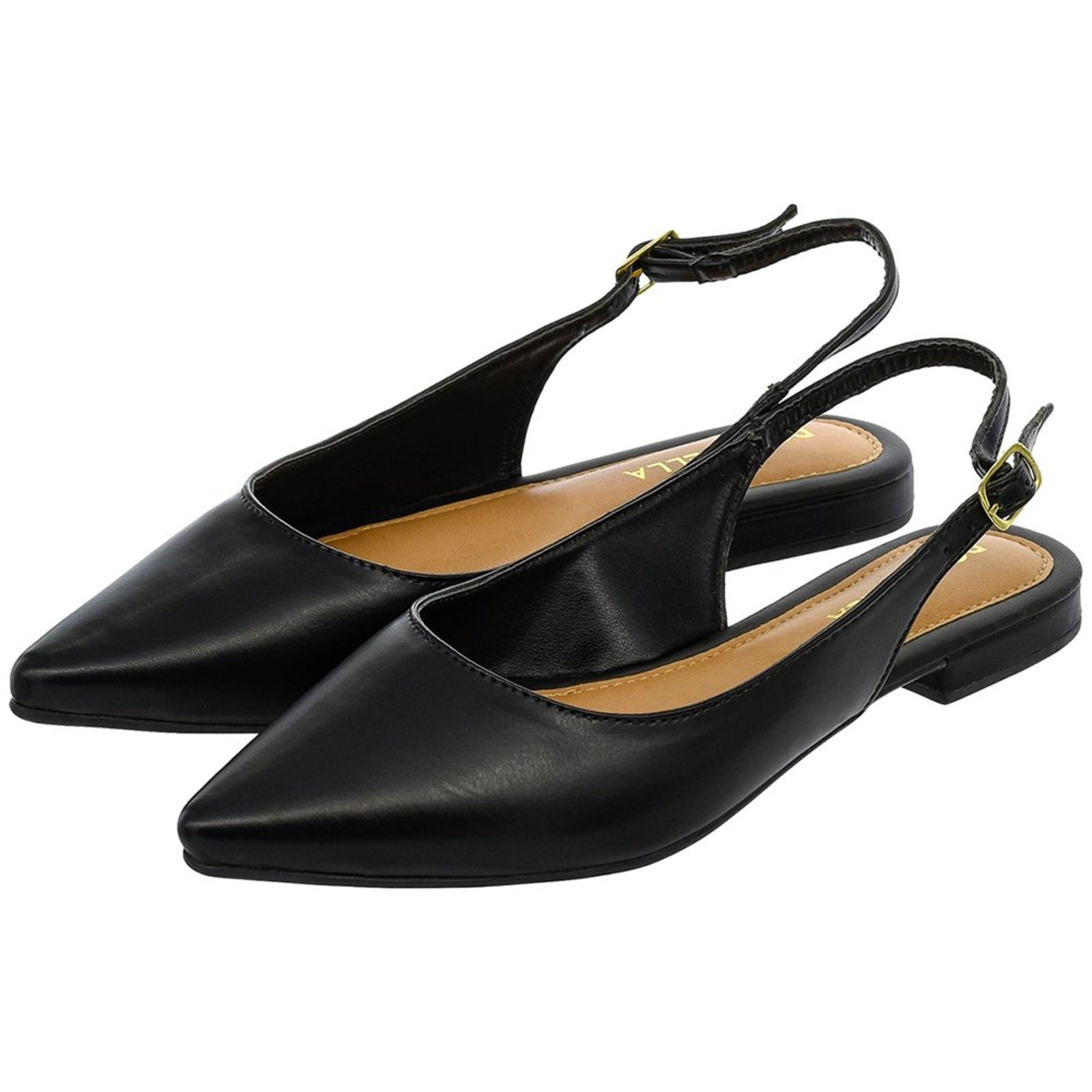 Mule Feminino Sapatilha Bico Fino Donatella Shoes Rasteira Slingback Clássica Lisa Preto