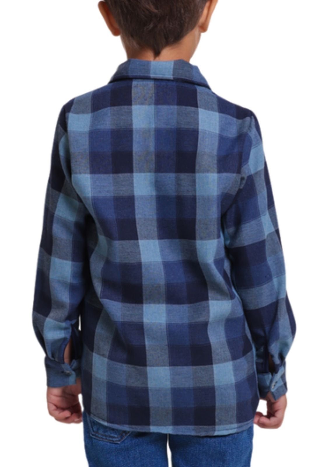 Vista 3 Infantil - Camisa Xadrez Menino Muvilê ao 16 azul Infanti azul