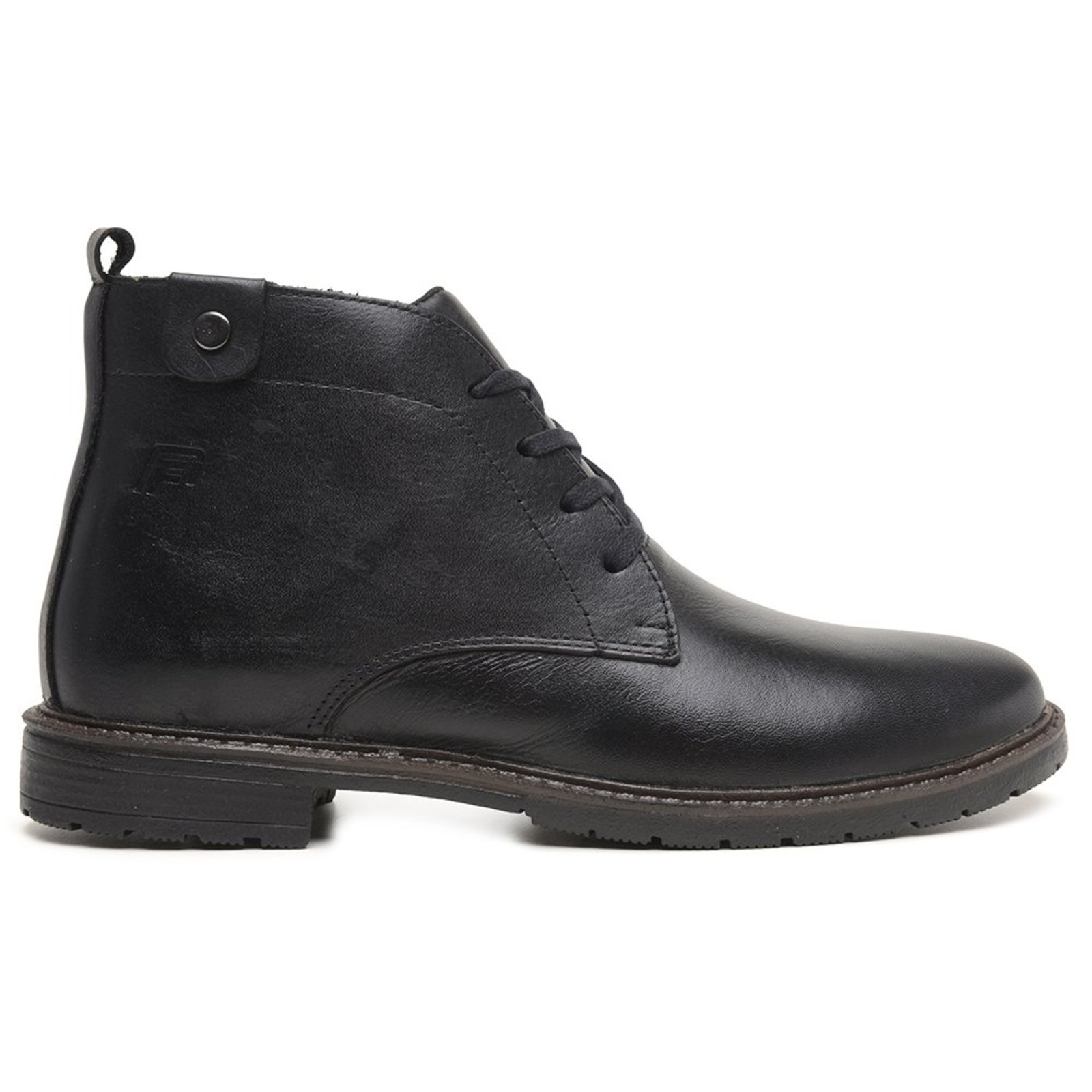 Bota Chukka Couro Masculina Coturno Boot Com Cadarço Couro Cadarço Preto