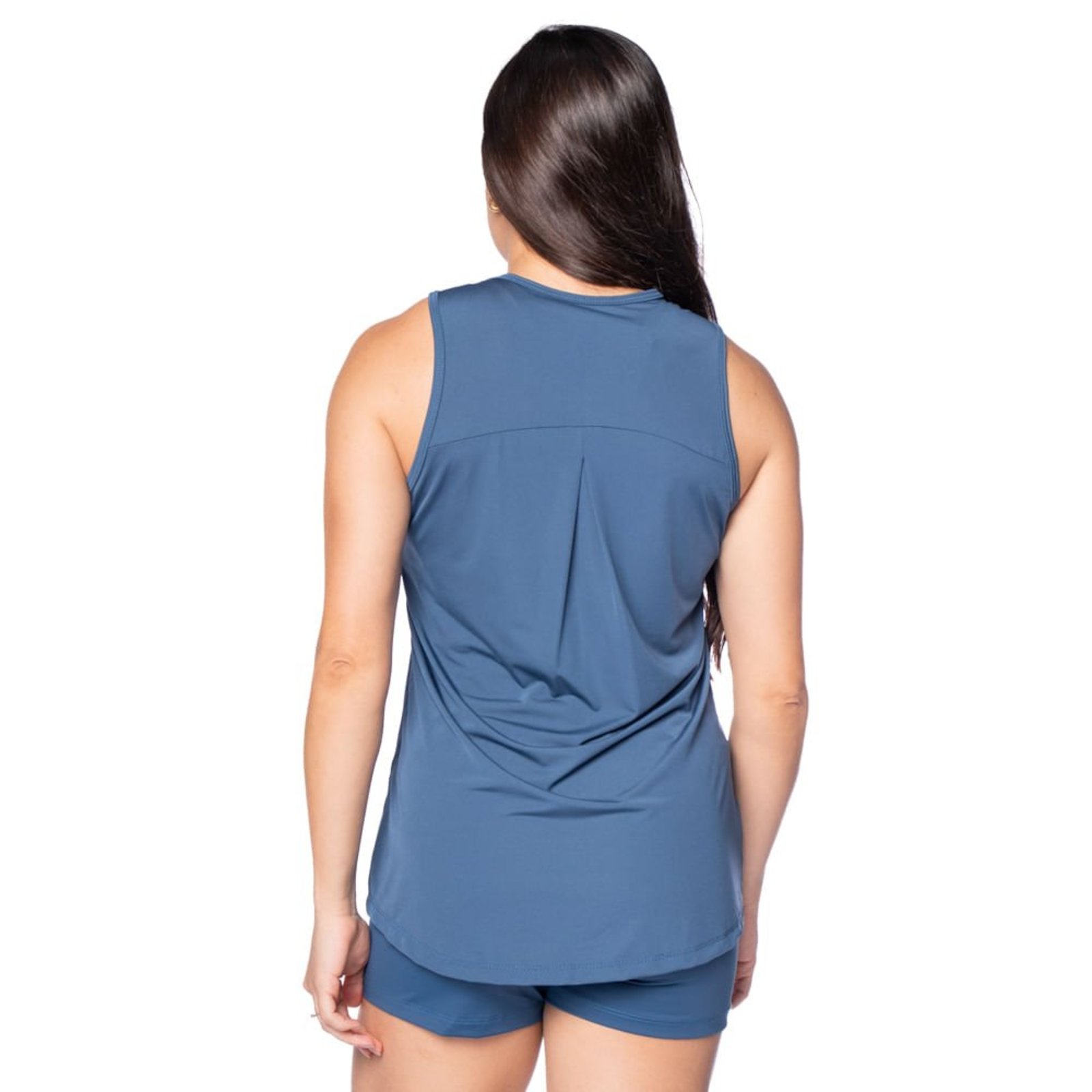 Vista 3 Regata Cropped Feminina Estilo do Corpo Dry azul Estilo Do Corpo azul