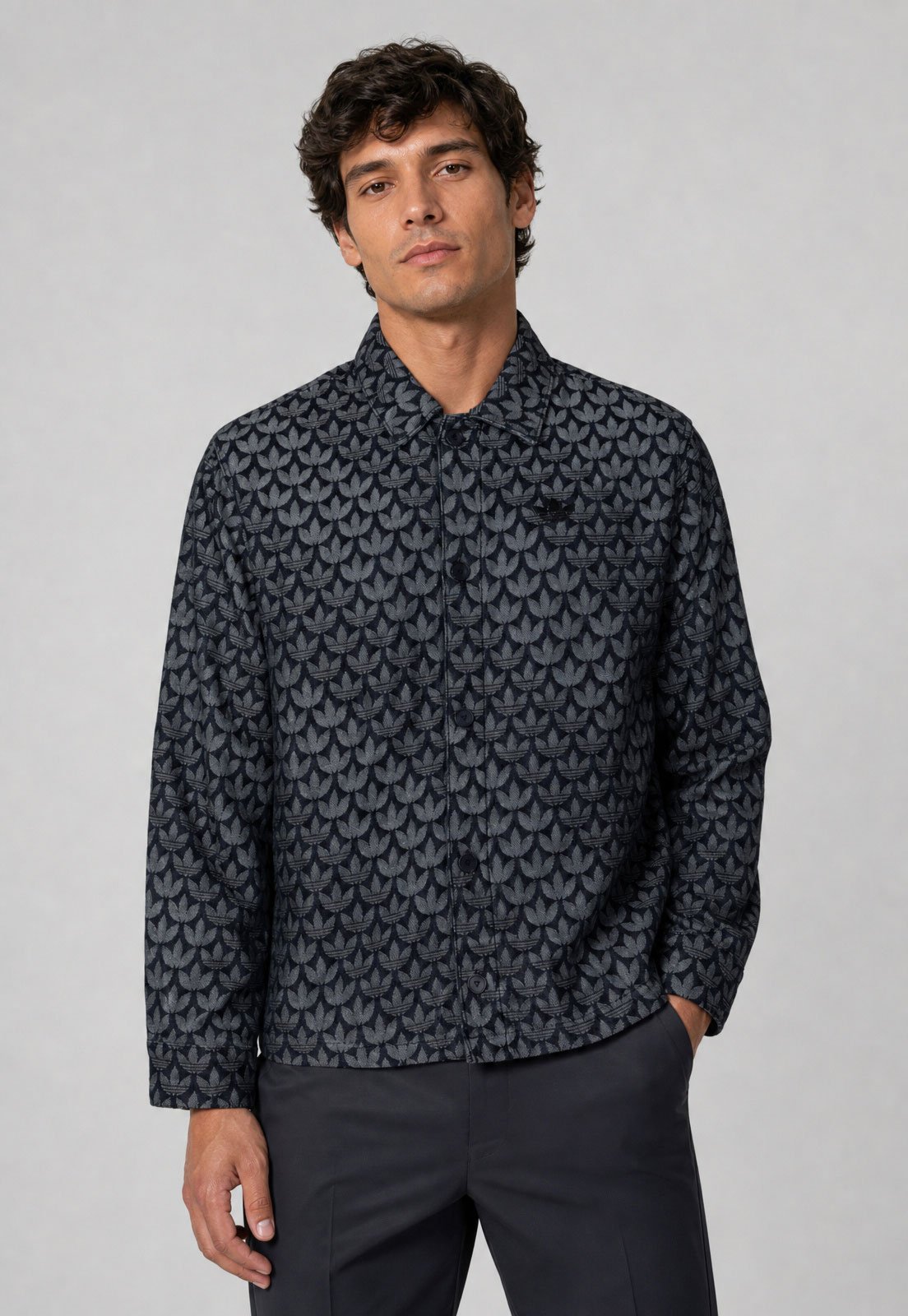 Camisa Jeans Masculina adidas Originals Monogram Azul