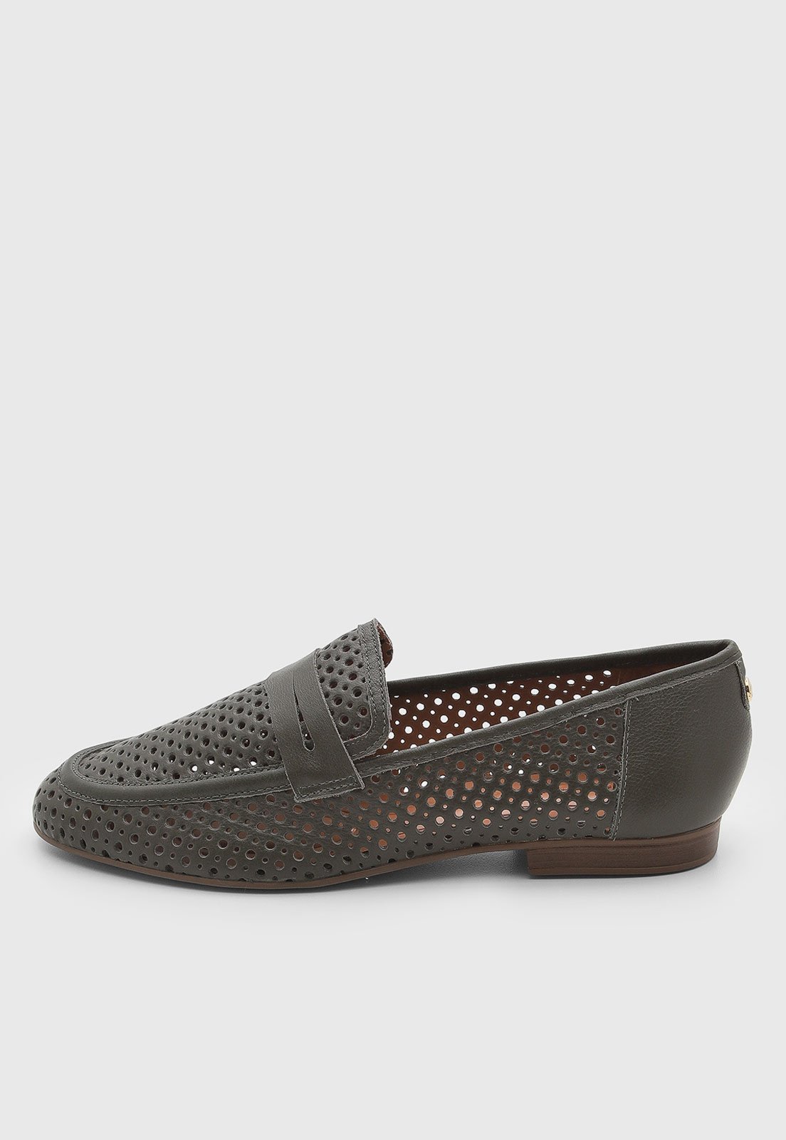 Mocassim Feminino Jorge Bischoff Couro Detalhe Perfurado Marrom