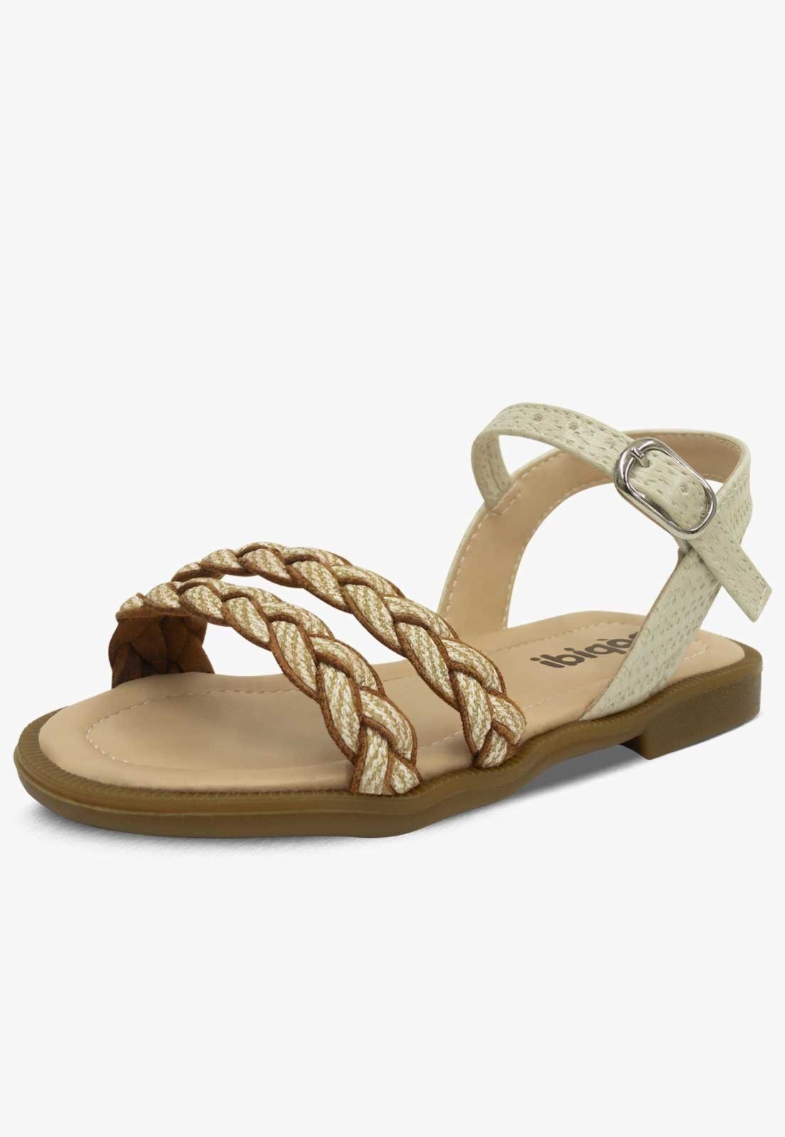 Vista 2 Infantil - Sandália Pópidi Rasteira Menina Feminina Off White off-white white Pópidí off-white white
