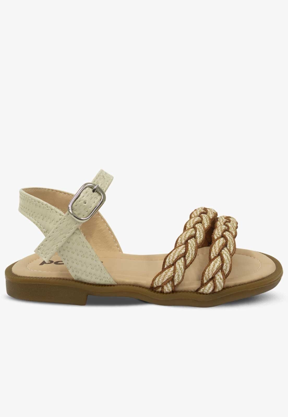 Vista 3 Infantil - Sandália Pópidi Rasteira Menina Feminina Off White off-white white Pópidí off-white white