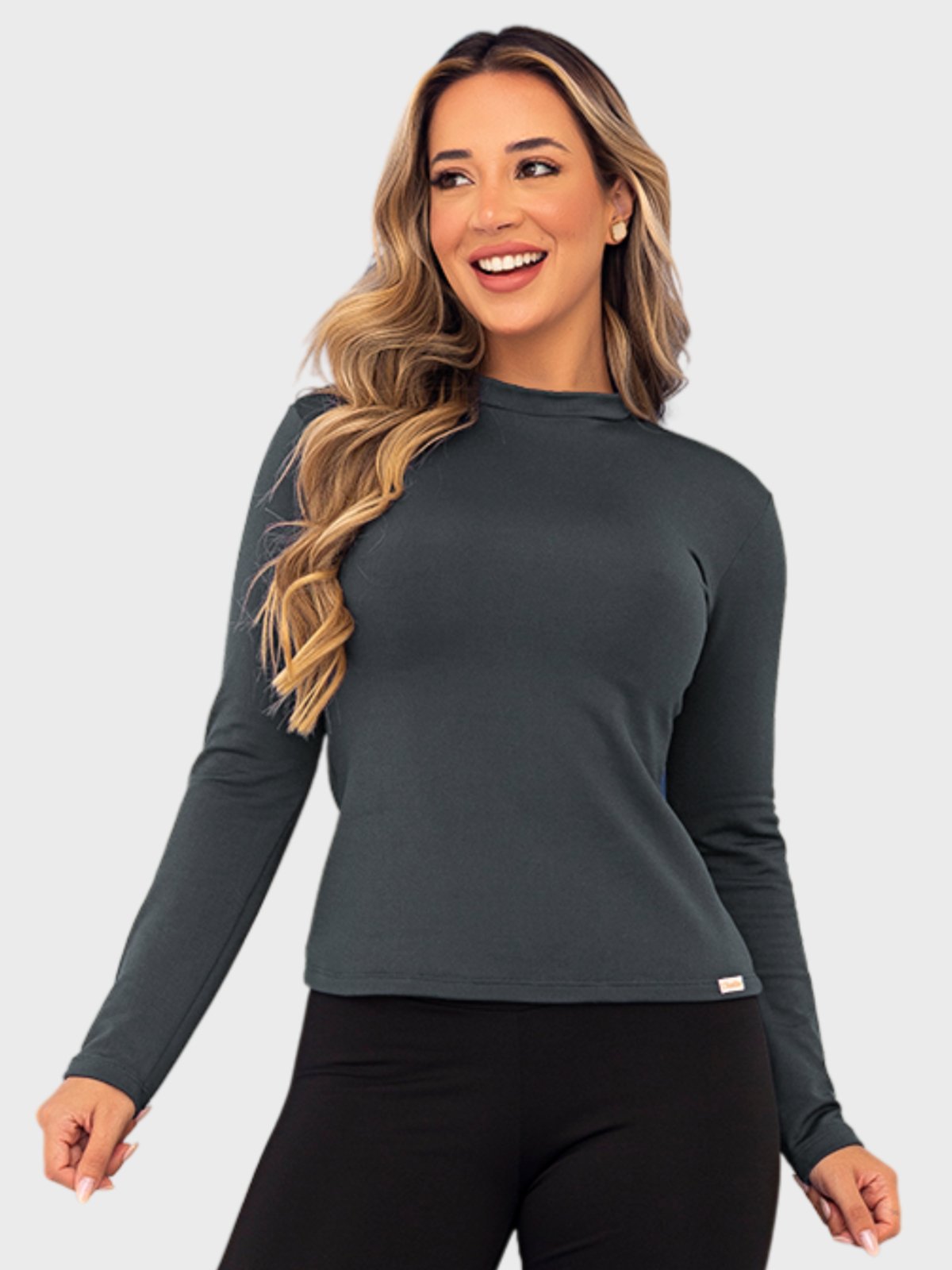 Blusa Térmica Segunda Pele Tarelles Manga Longa Peluciada Inverno Chumbo