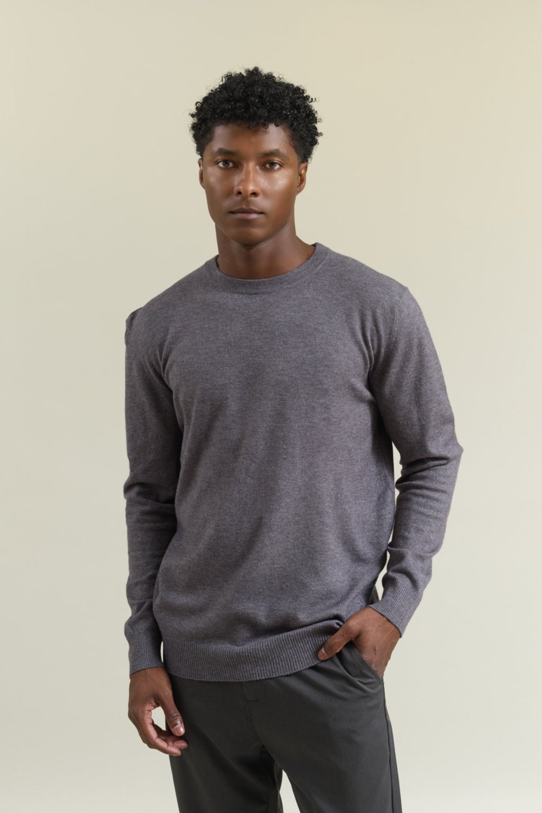 Suéter de Tricot Masculino Mix Cashmere Chumbo Dialogo