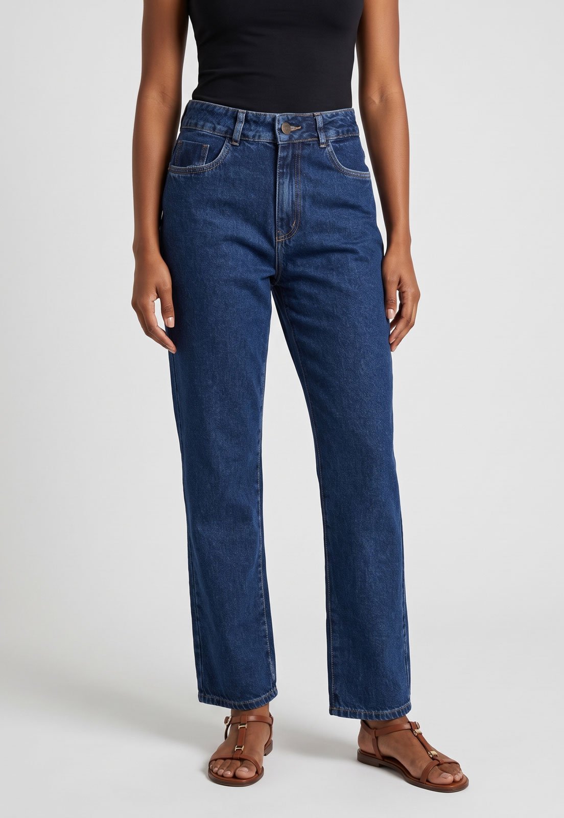 Calça Jeans Feminina Sawary Reta Azul