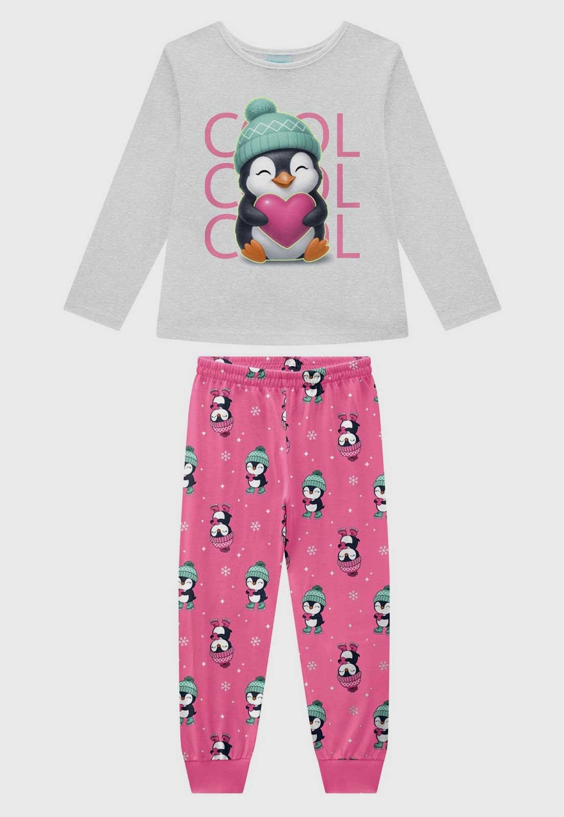 Conjunto Kyly Pijama Pinguim Rosa