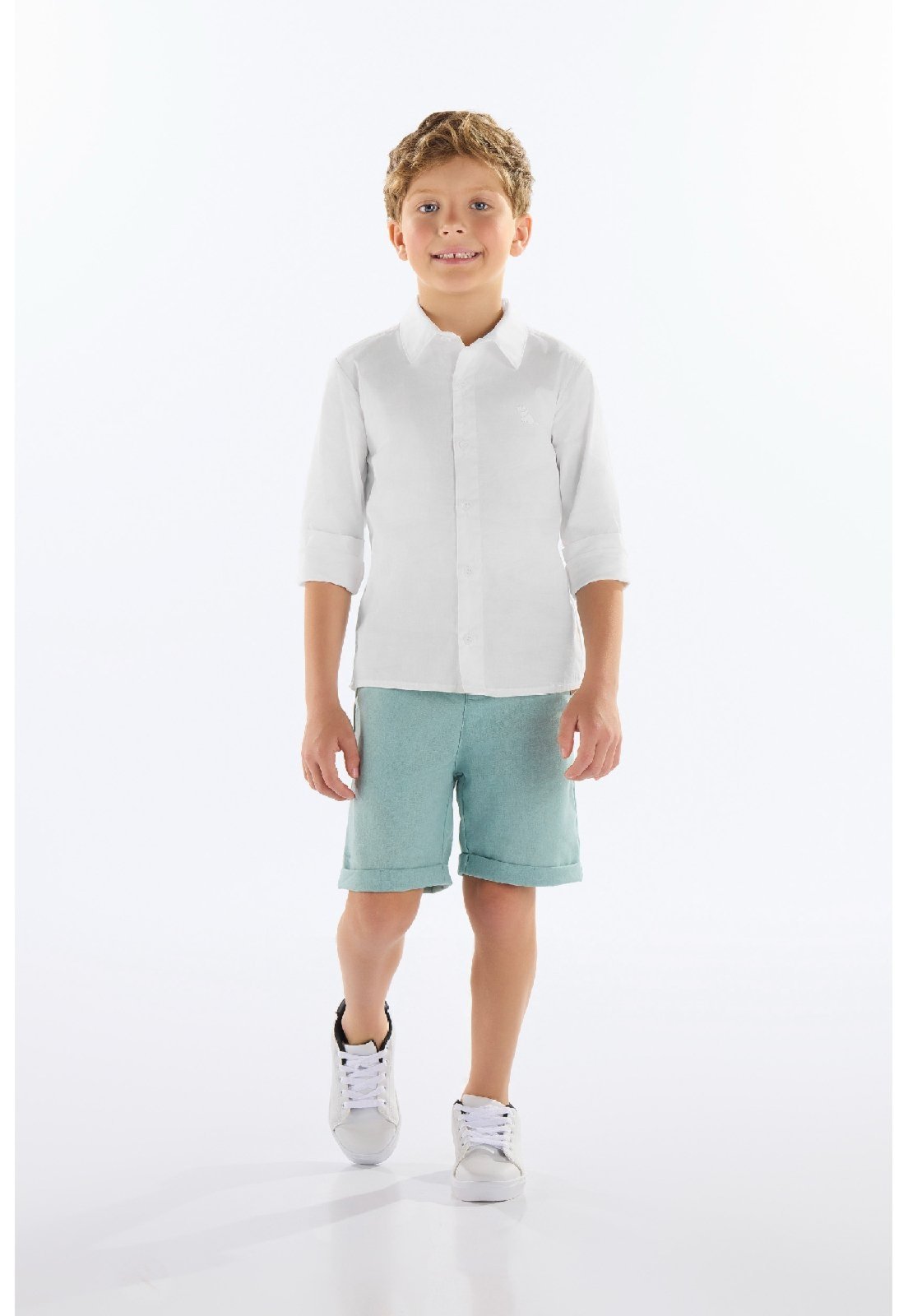 Infantil – Camisa Menino em Tricoline Quimby Branco