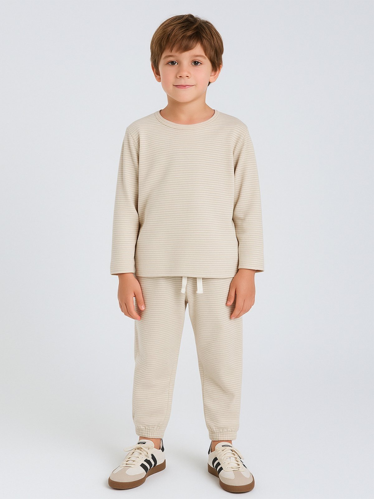 Vista 2 Infantil - Conjunto Bugbee Menino Camiseta Manga Longa e Calça Malha Suedine Areia bege Bugbee bege