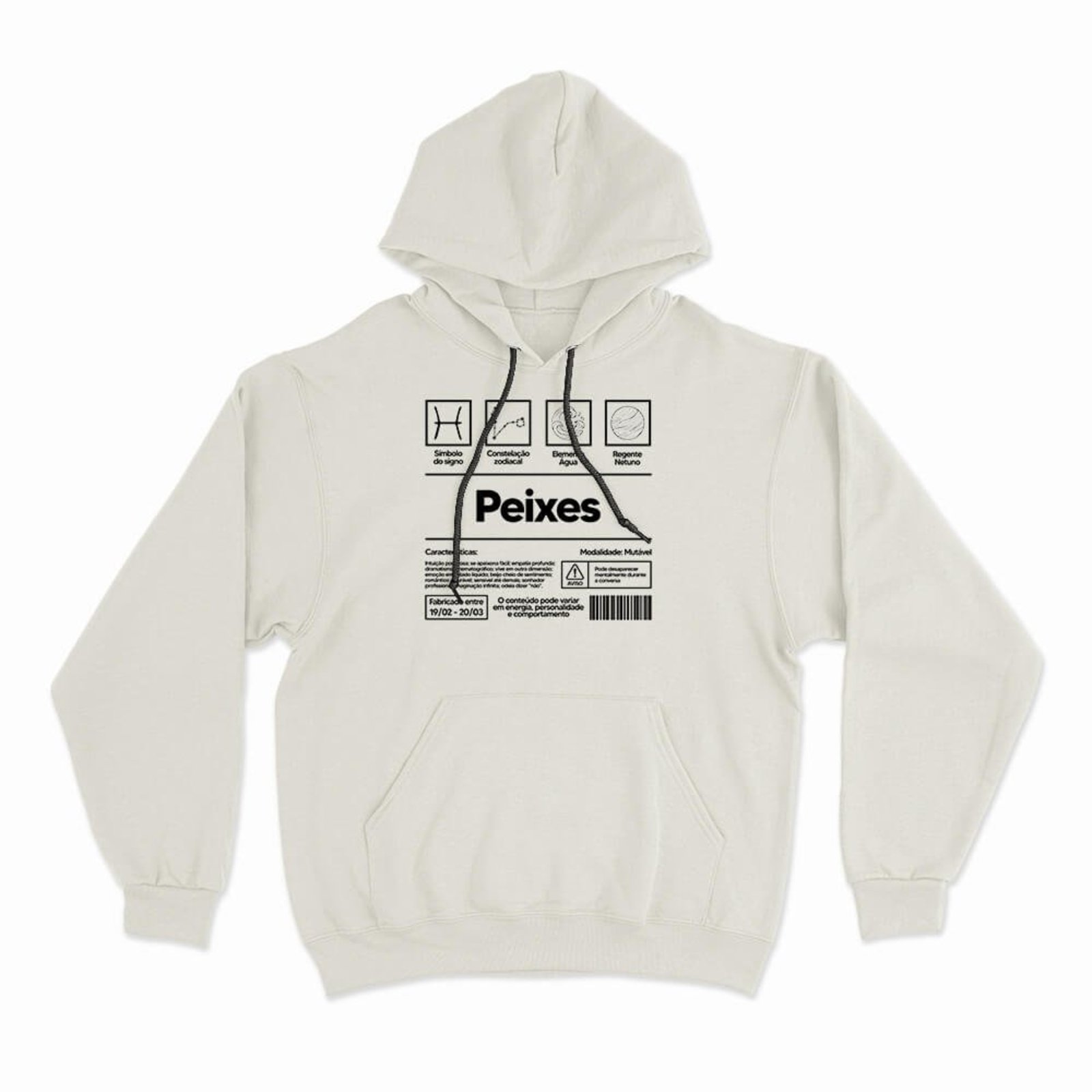 Moletom Com Capuz Peixes - Off White - Casual - Studio Geek