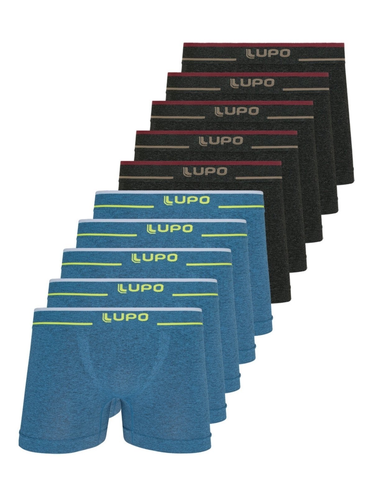 Kit com 10 Cuecas Boxer Lupo 733-004 Colorido Preto