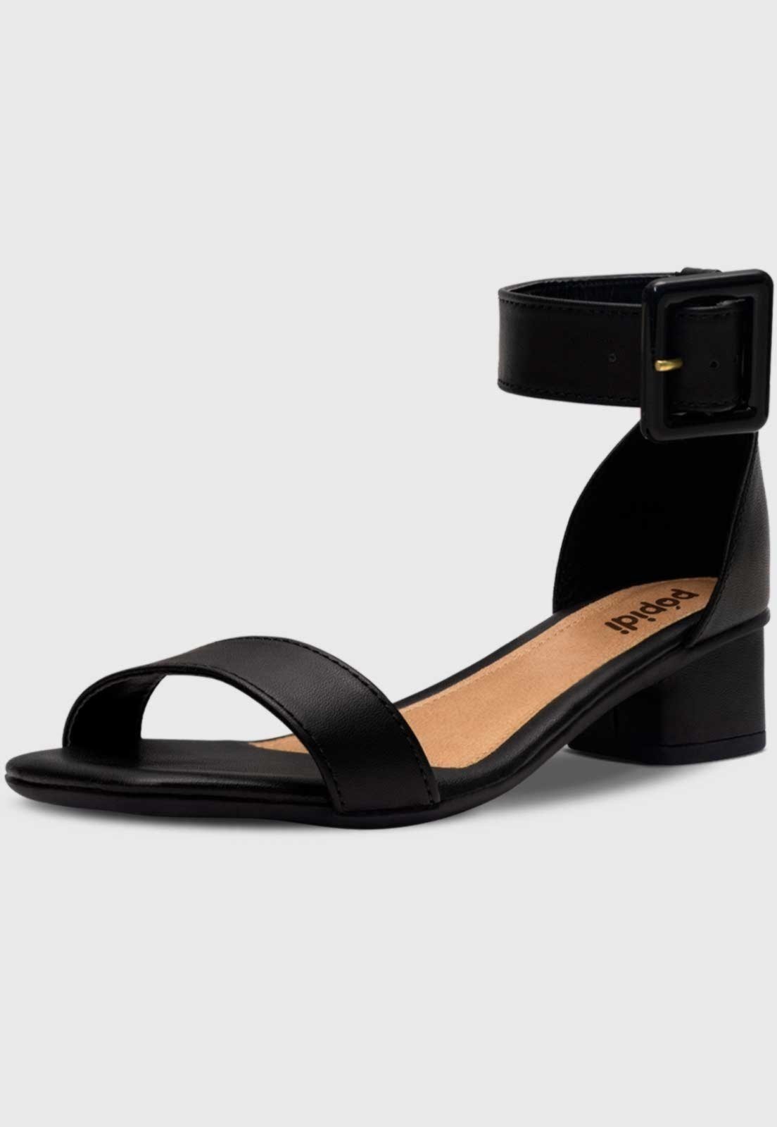 Infantil – Sandália Feminina Pópidi Menina Salto Grosso Basico Preto