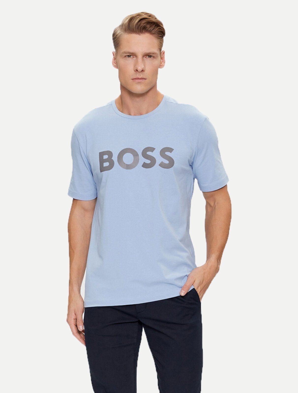 Camiseta Hugo Boss Masculina Regular Tee 8 Azul Claro