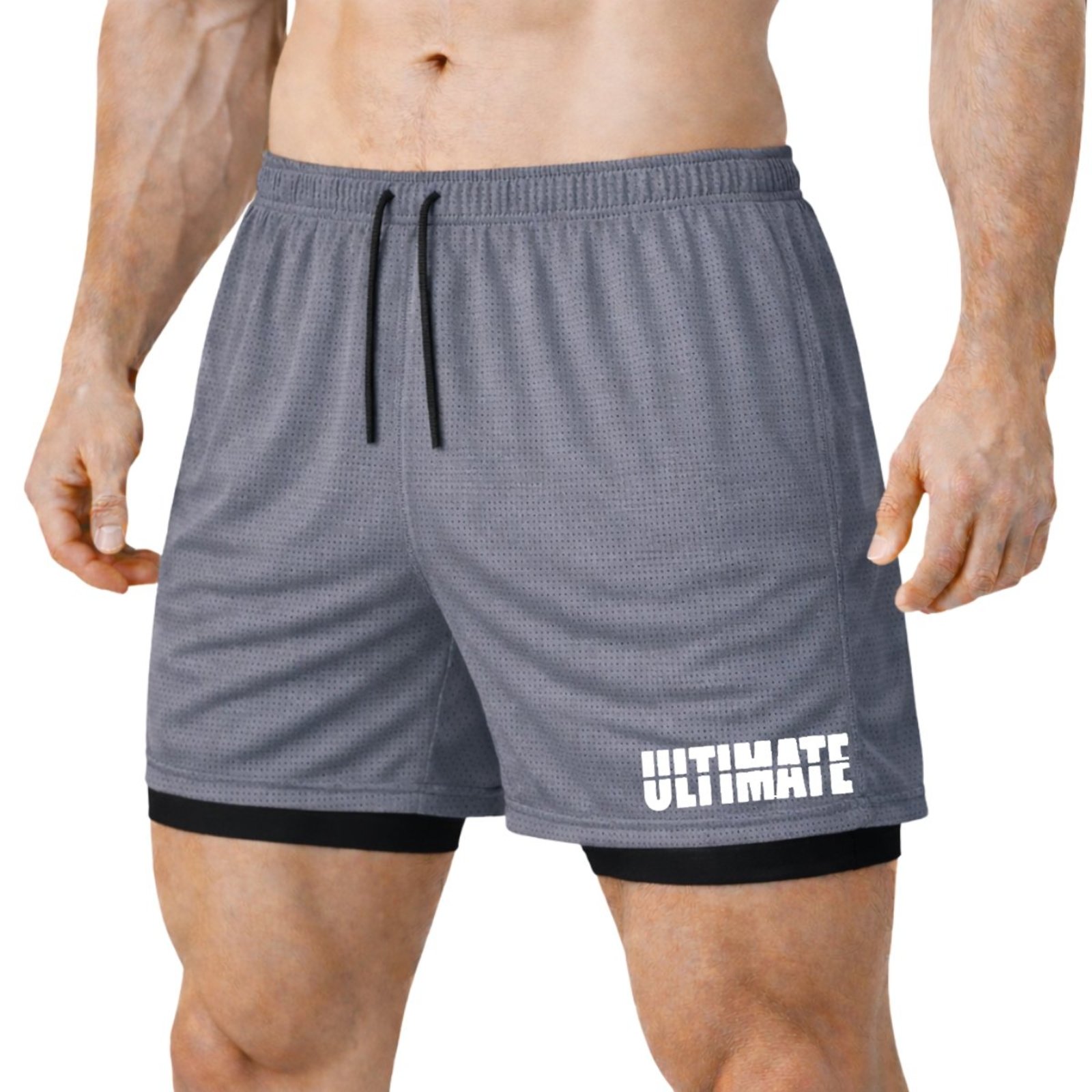 Short Masculino Dry Fit 2 em 1 com Bolso Interno para Celular