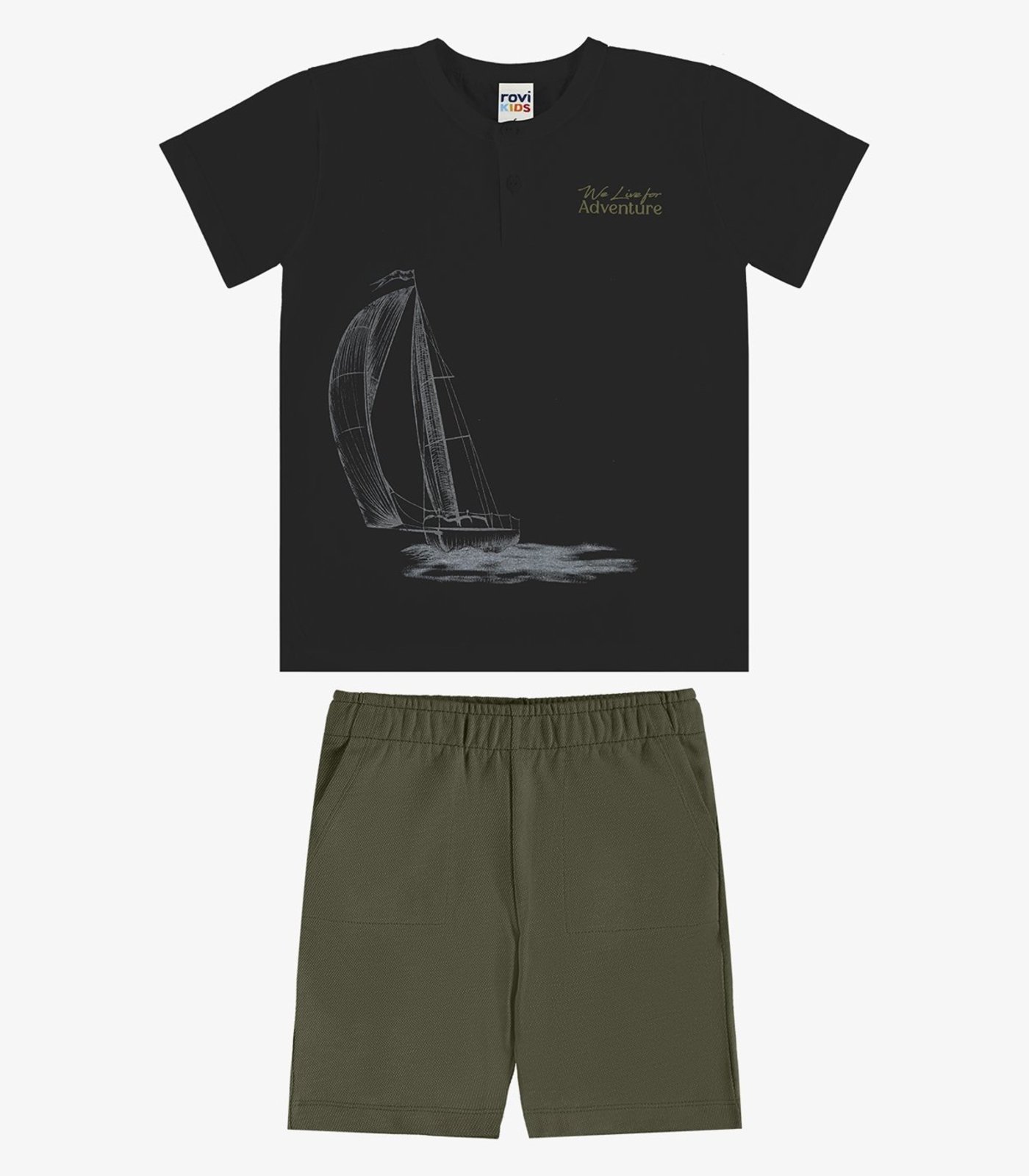 Infantil - Conjunto Camiseta Com Bermuda Rovi Preto