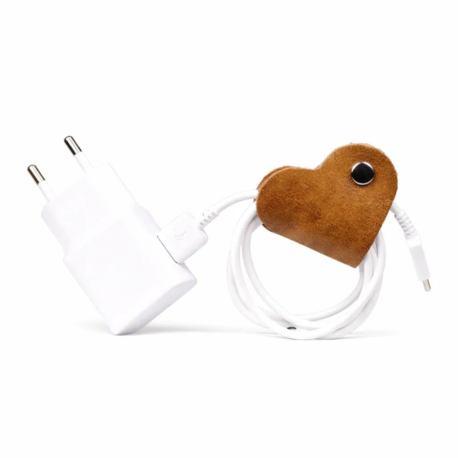 Organizador de Cabos em Couro Coração Artlux Kit com 3 Unidades K574 Caramelo