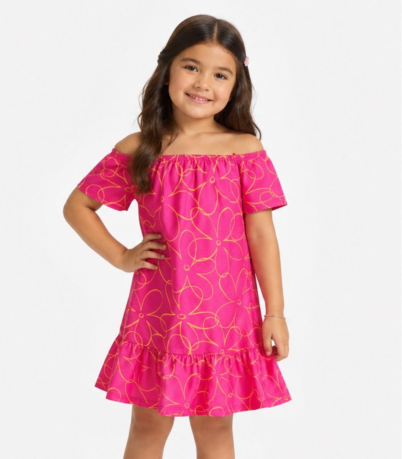 Infantil - Vestido Estampado Infinita Cor Rosa