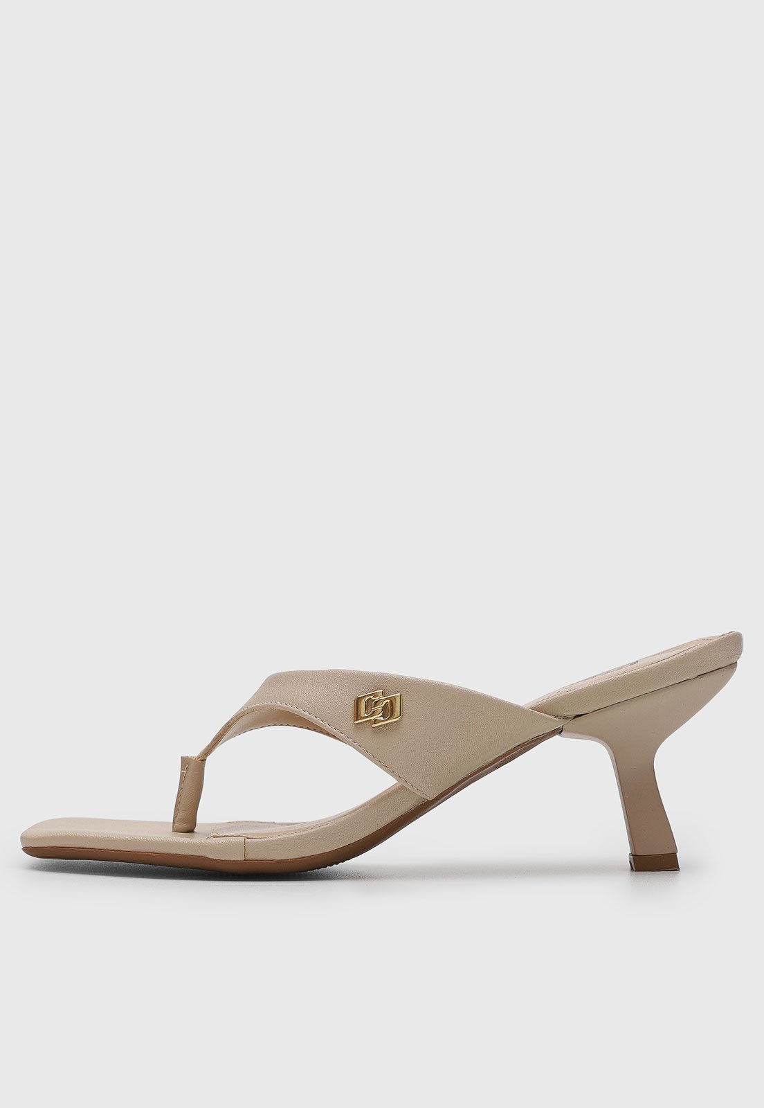 Sandália Feminina Colcci Salto Médio Quadrado Off-White