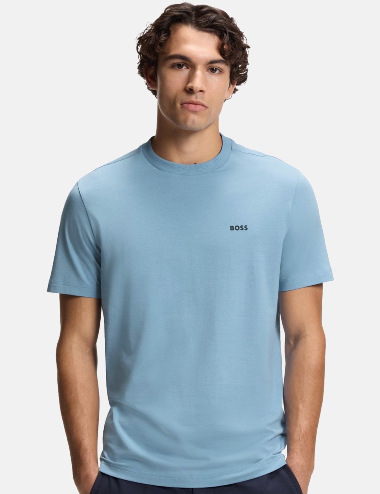 Camiseta Hugo Boss Masculina Regular Stretch Tee 456 Azul Pastel