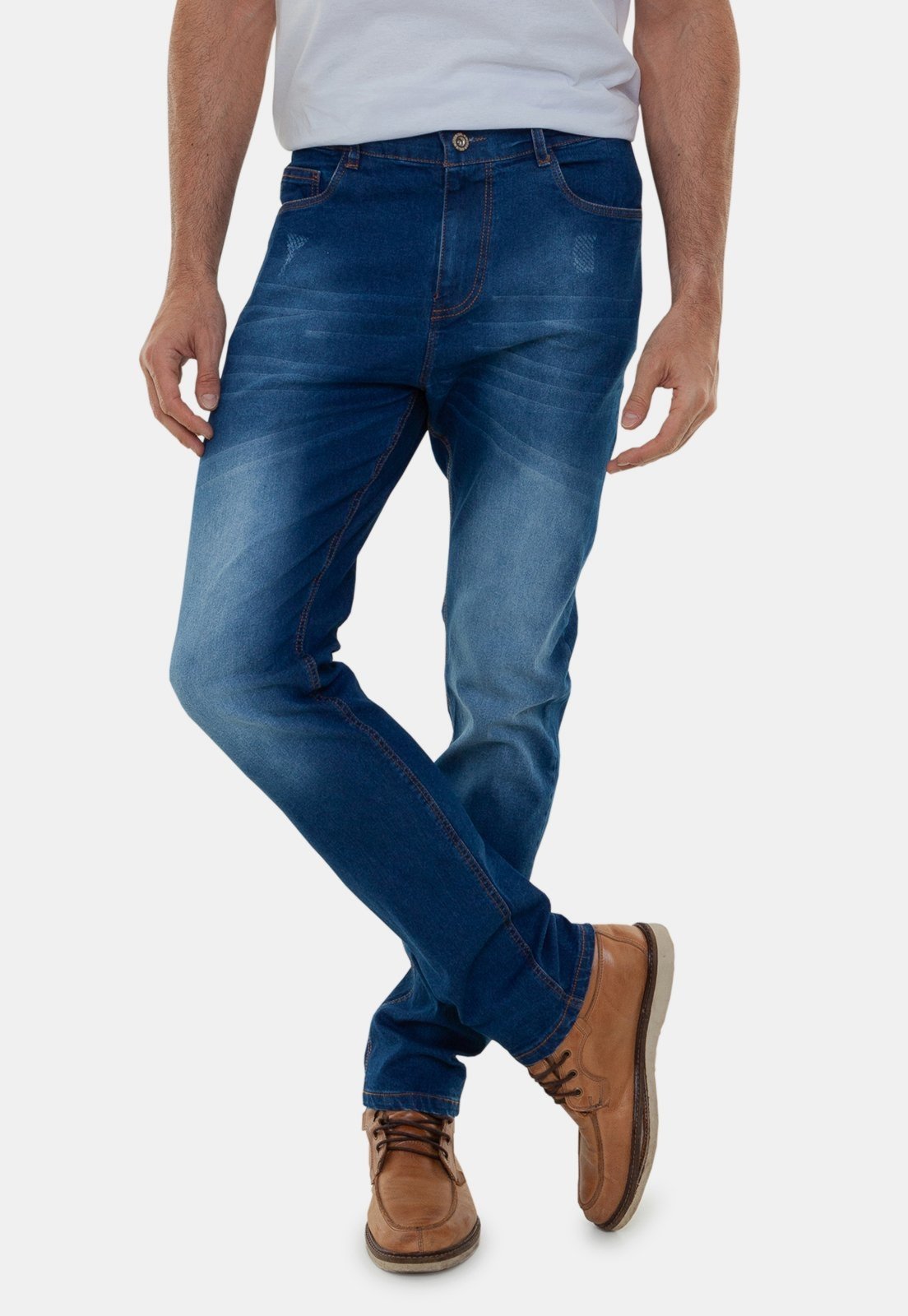 Calça Jeans Masculina Reta Slim Versatti Los Angeles Azul