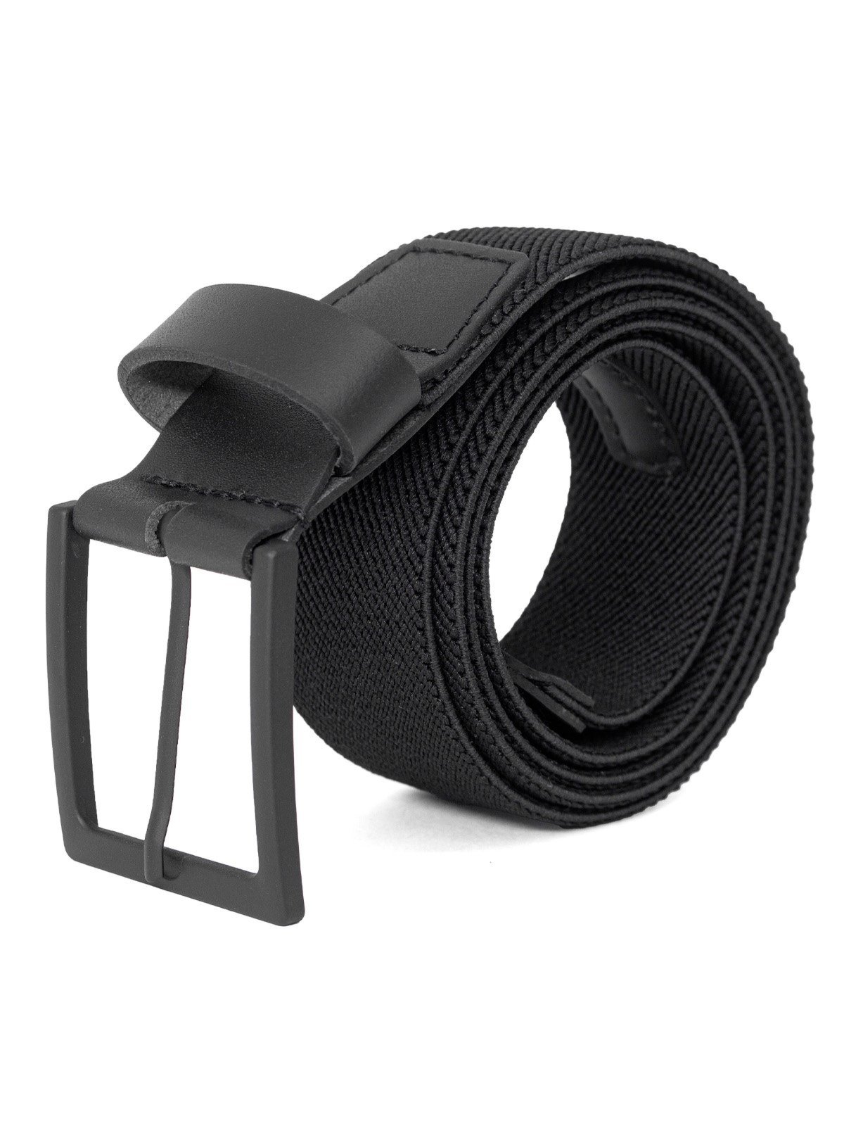 Cinto Masculino Fasolo Casual Elástico Couro Largo Confortável Preto Fivela Preta