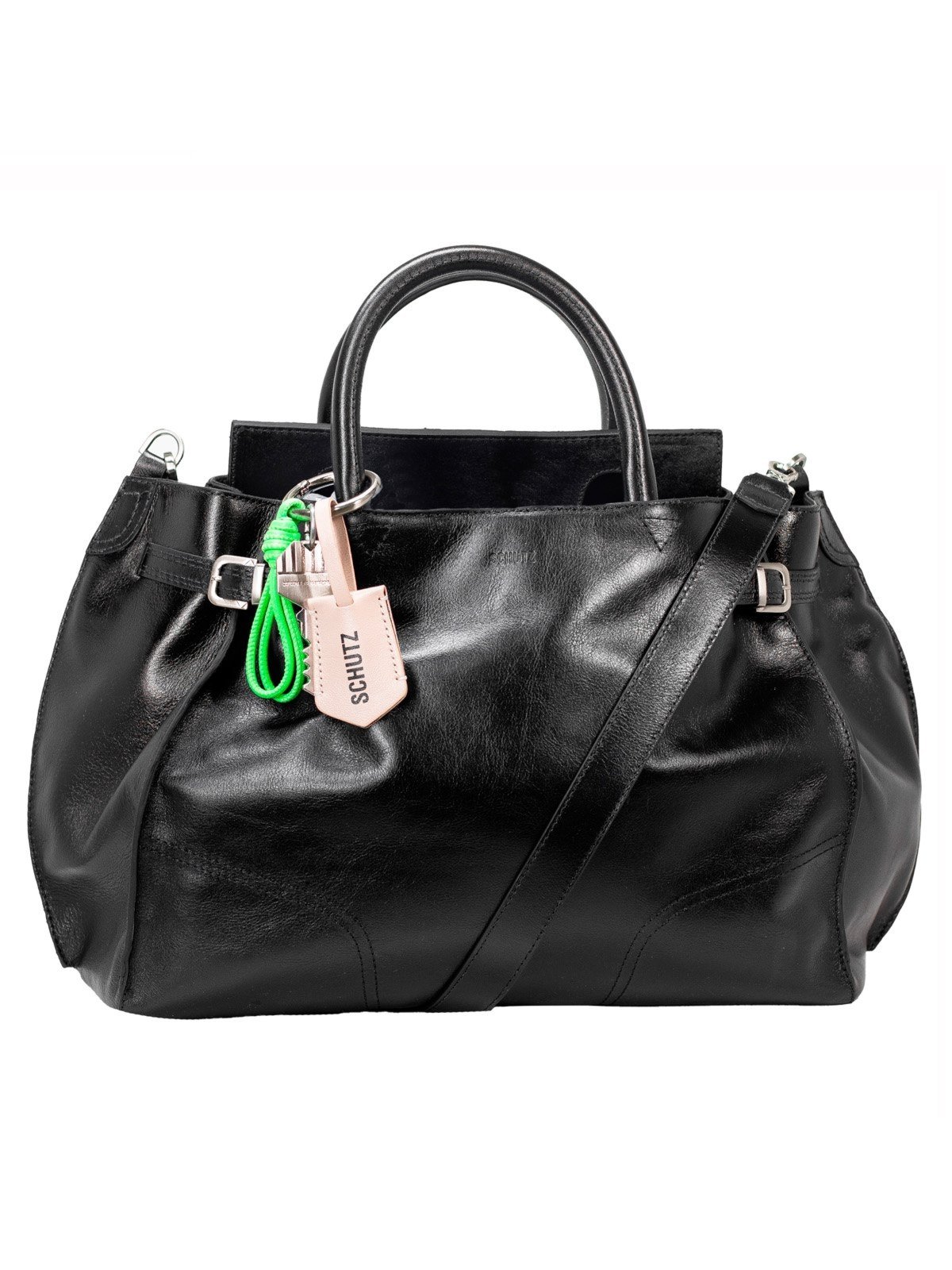 Bolsa Feminina Média Schutz Tote Heaven Couro Tiracolo Preto Black