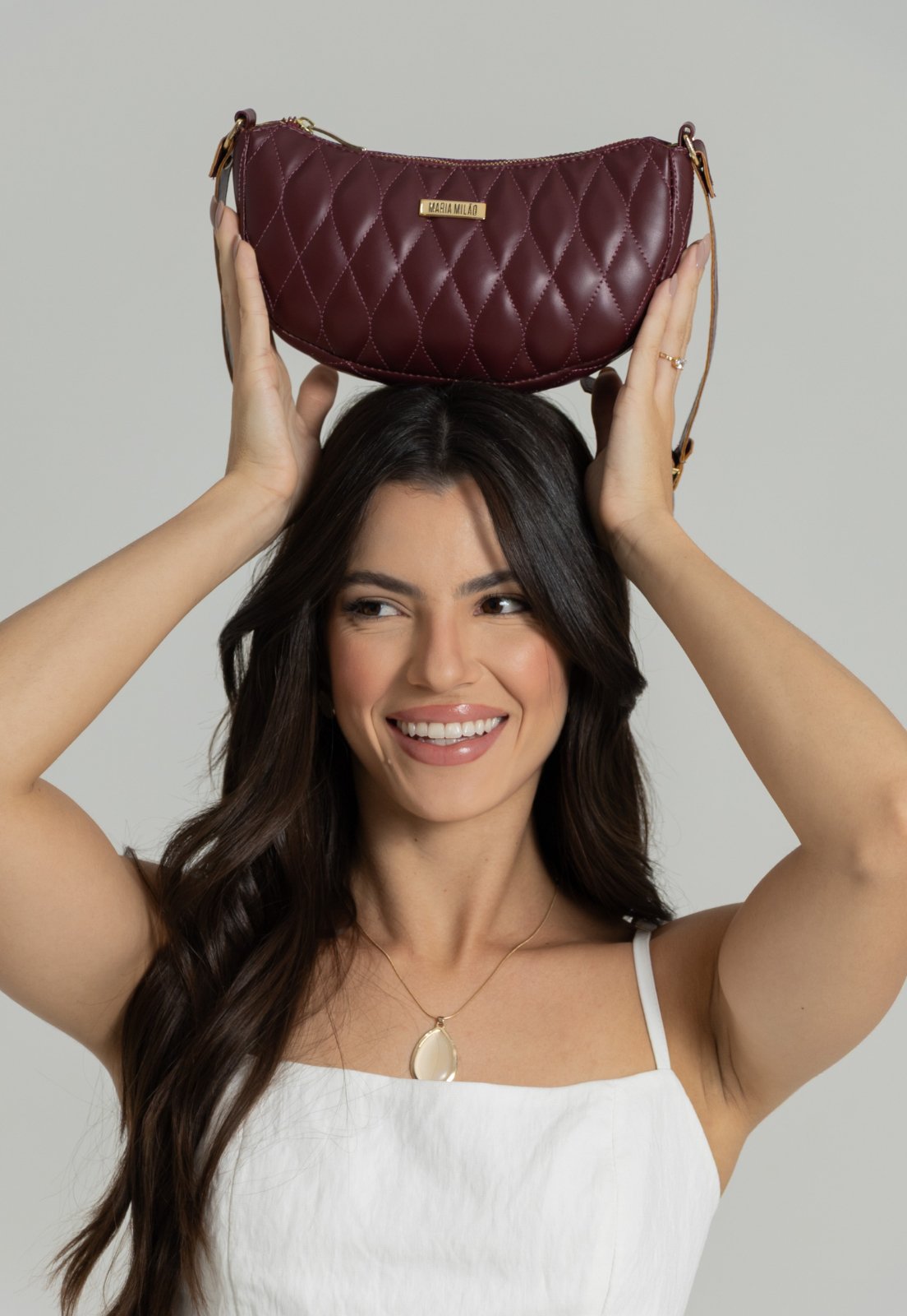 Bolsa Feminina Maria Milão Tiracolo Baguete Bordô