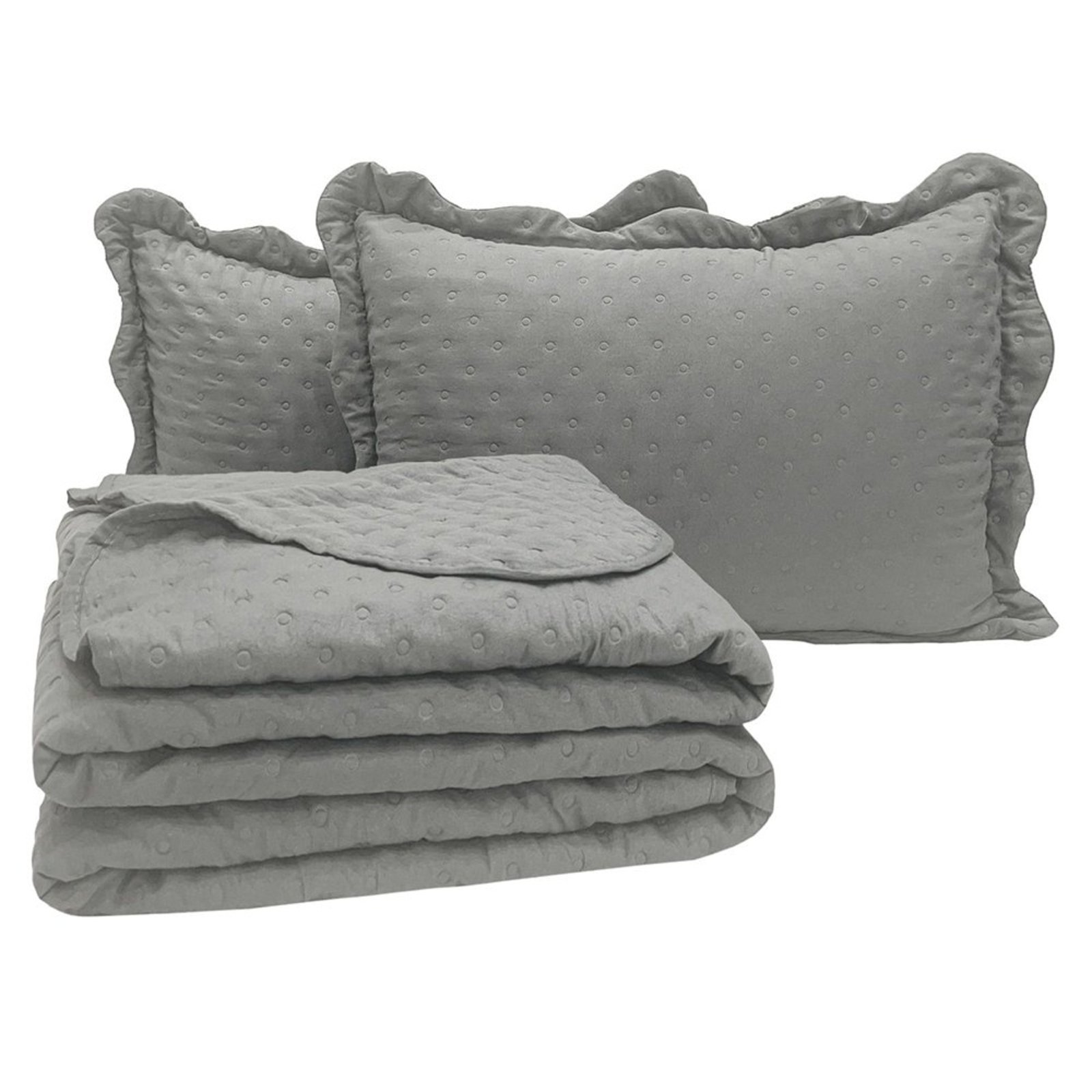 Kit Cobre Leito Colcha Diplomata King Dupla Face 3 Peças - Cinza - 100% Poliéster