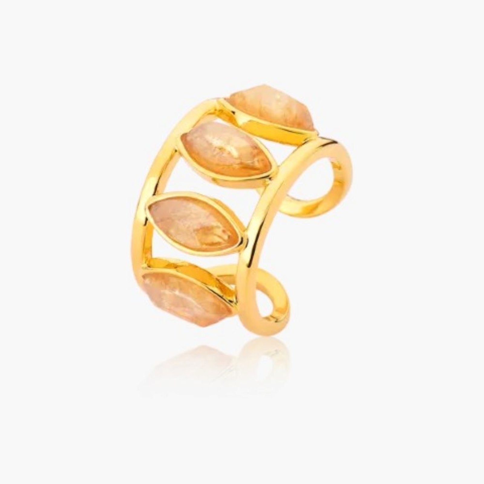 Infantil – Anel com Pedra Natural Citrino Semijoia Banhado a Ouro 18k Ania Store