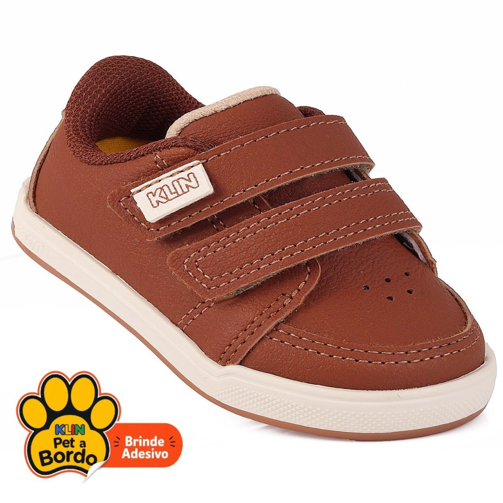 Infantil - Tênis Menino Klin Flyer Fita Aderente Dupla Conforto Anatômico - Caramelo