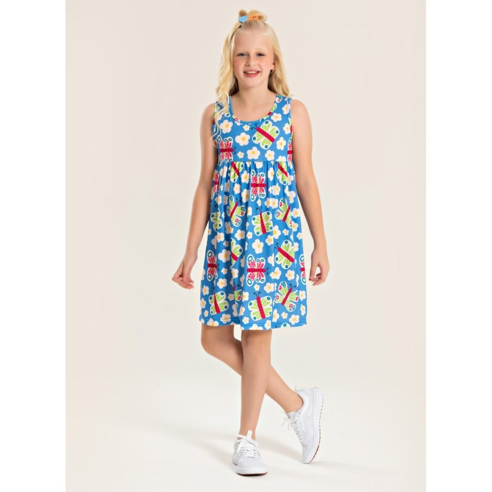 Infantil – Vestido Molekada Regata Verão Menina Azul Borboletas