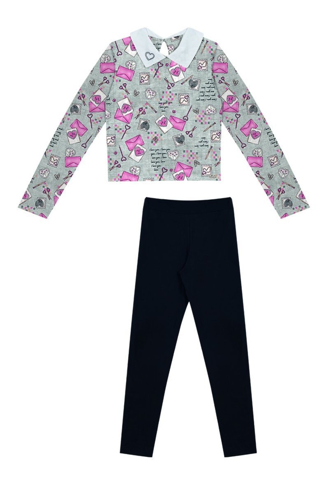 Infantil - Conjunto Off Blusa com Estampa Exclusiva e Calça Legging