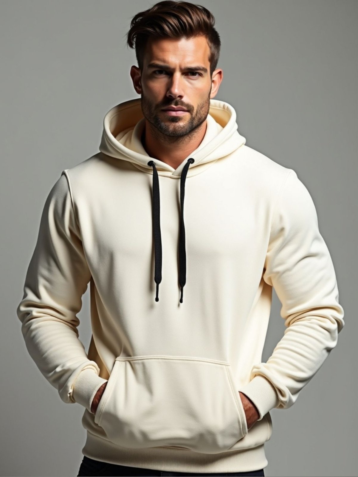 Moletom Canguru Unissex Com Capuz Ajustável Com Tecido Suave De Alta Qualidade Off White