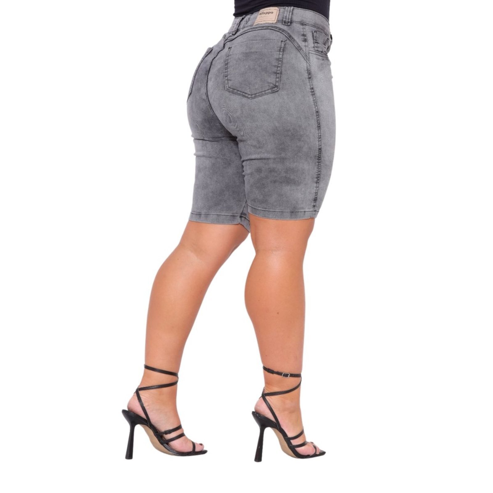 Vista 3 Bermuda Feminina Comprida cor JEANS LIGHT grafite JEANS LIGHT grafite