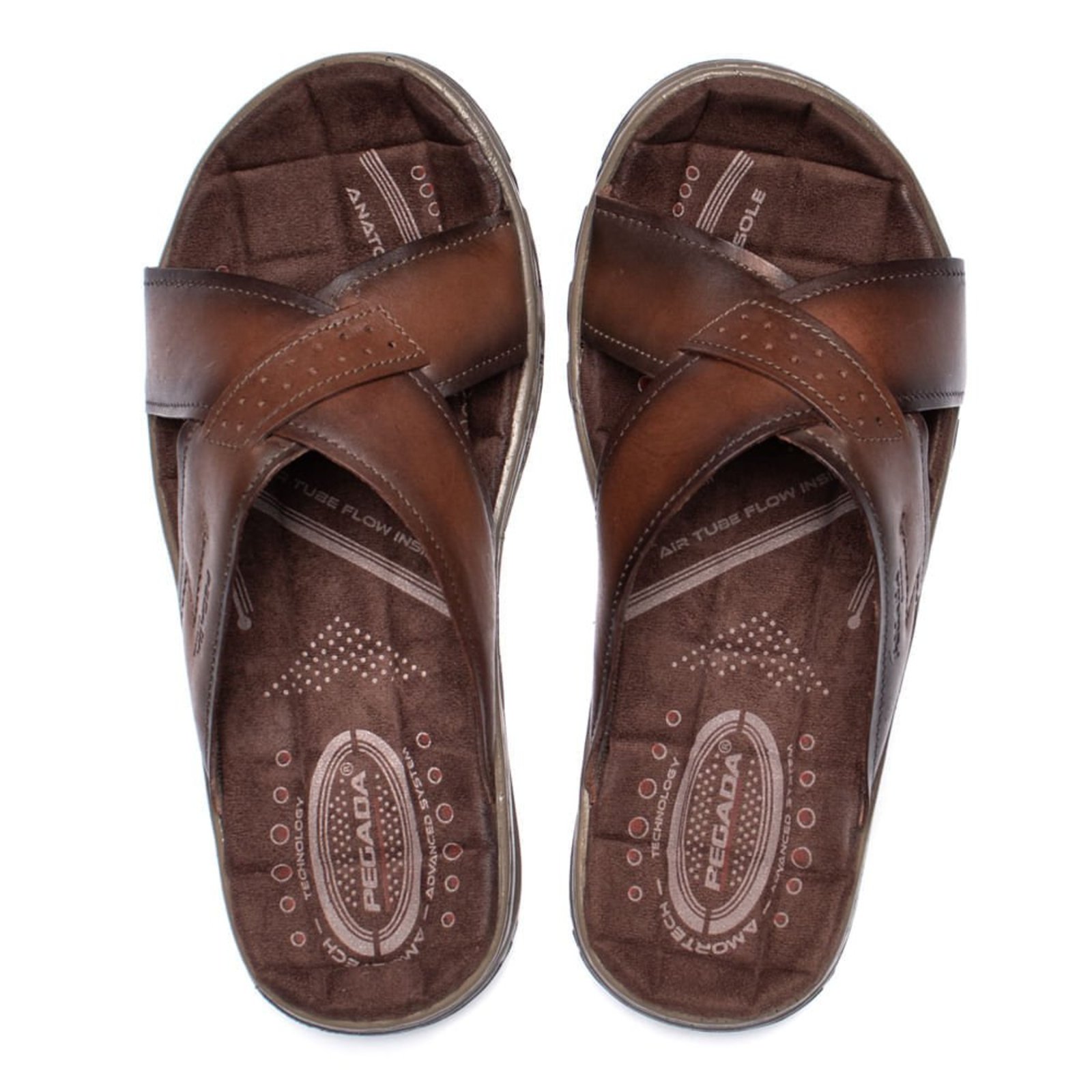 Infantil - Chinelo Slide Masculino Pegada em Couro Marrom