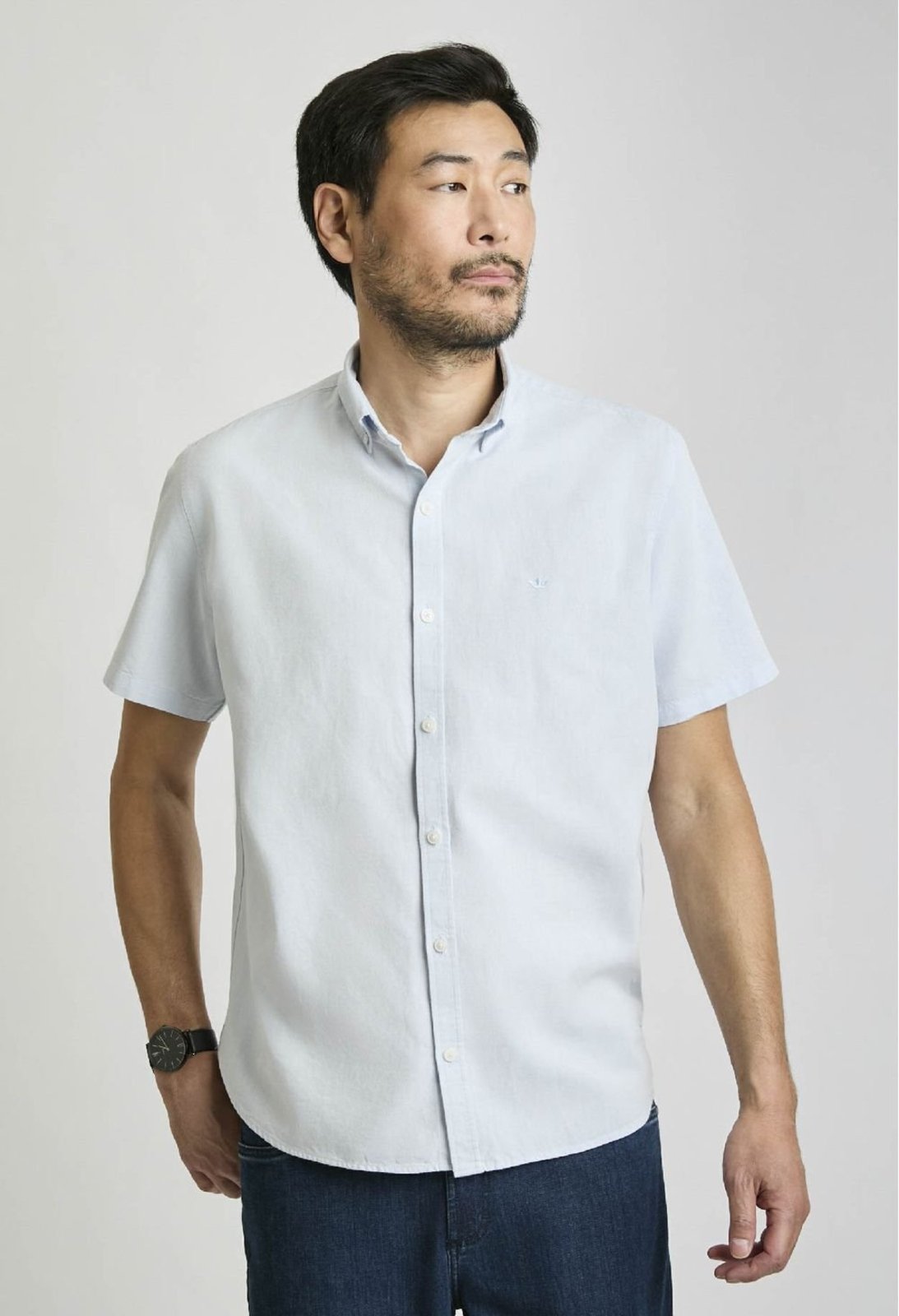 Camisa Docthos Relaxed Fit Manga Curta Oxford 155 Serenity G