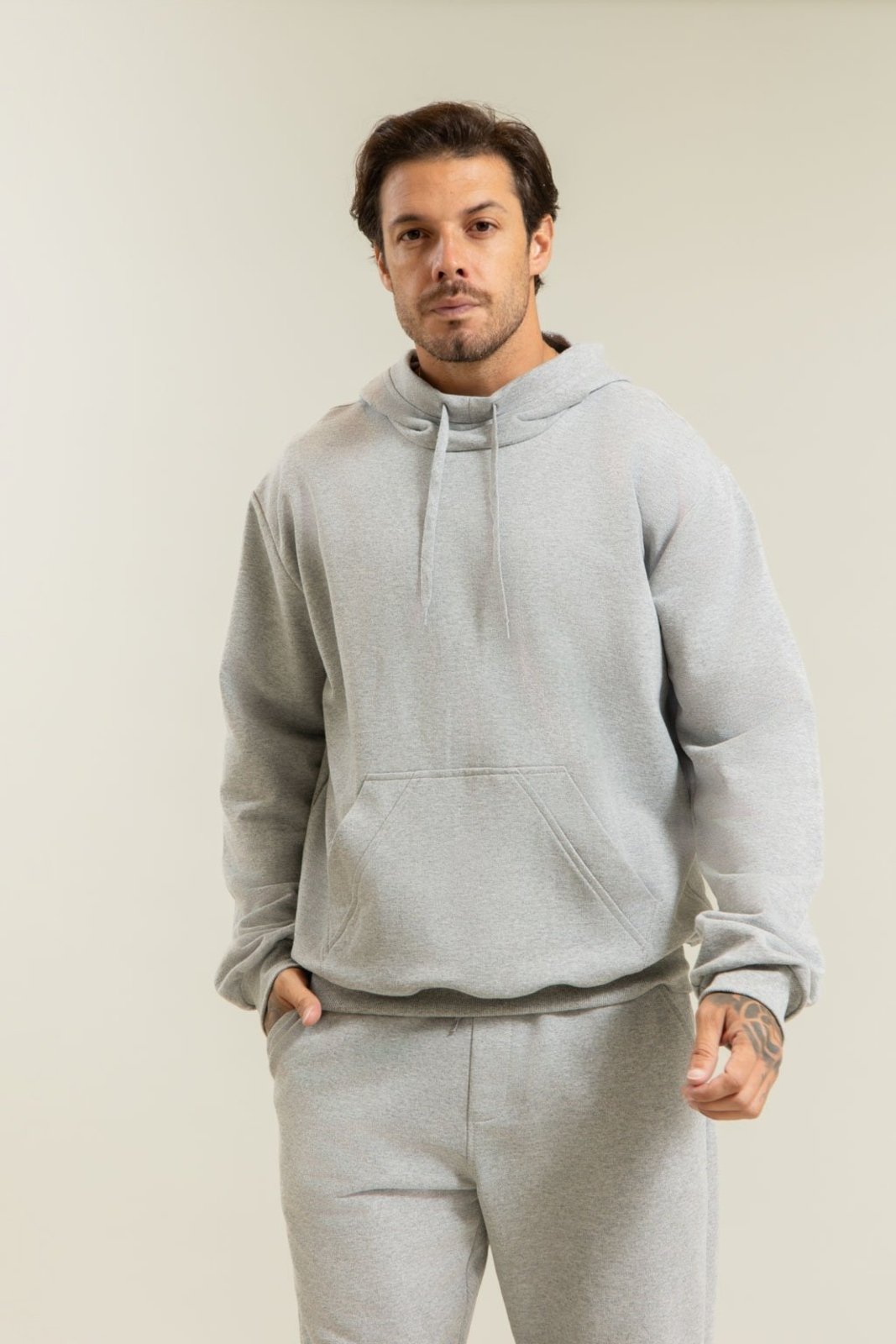 Blusa de Moletom Masculina Mescla com Capuz e Bolso Canguru Dialogo